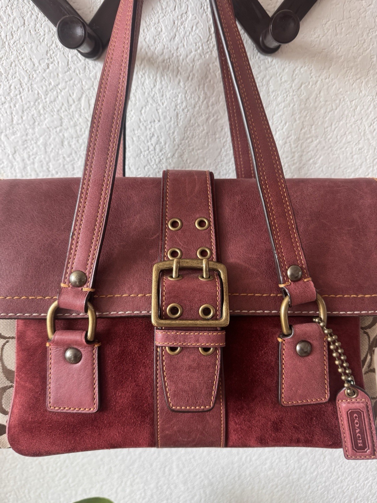 Rare Coach Special Edition Fall 2004 Signature “C” Oxblood Suede Bag