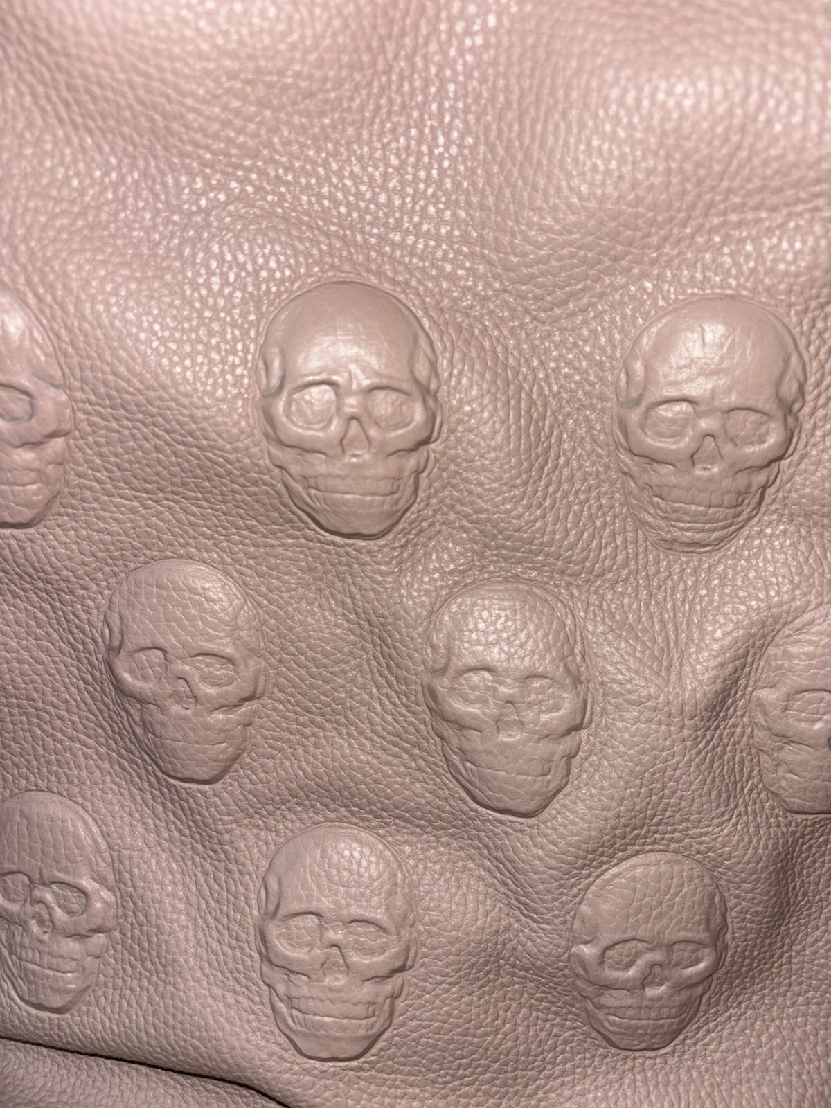 IO Pelle Italia Skull Embossed Leather Slouch Hobo Mousse Taupe TikTok Viral Bag