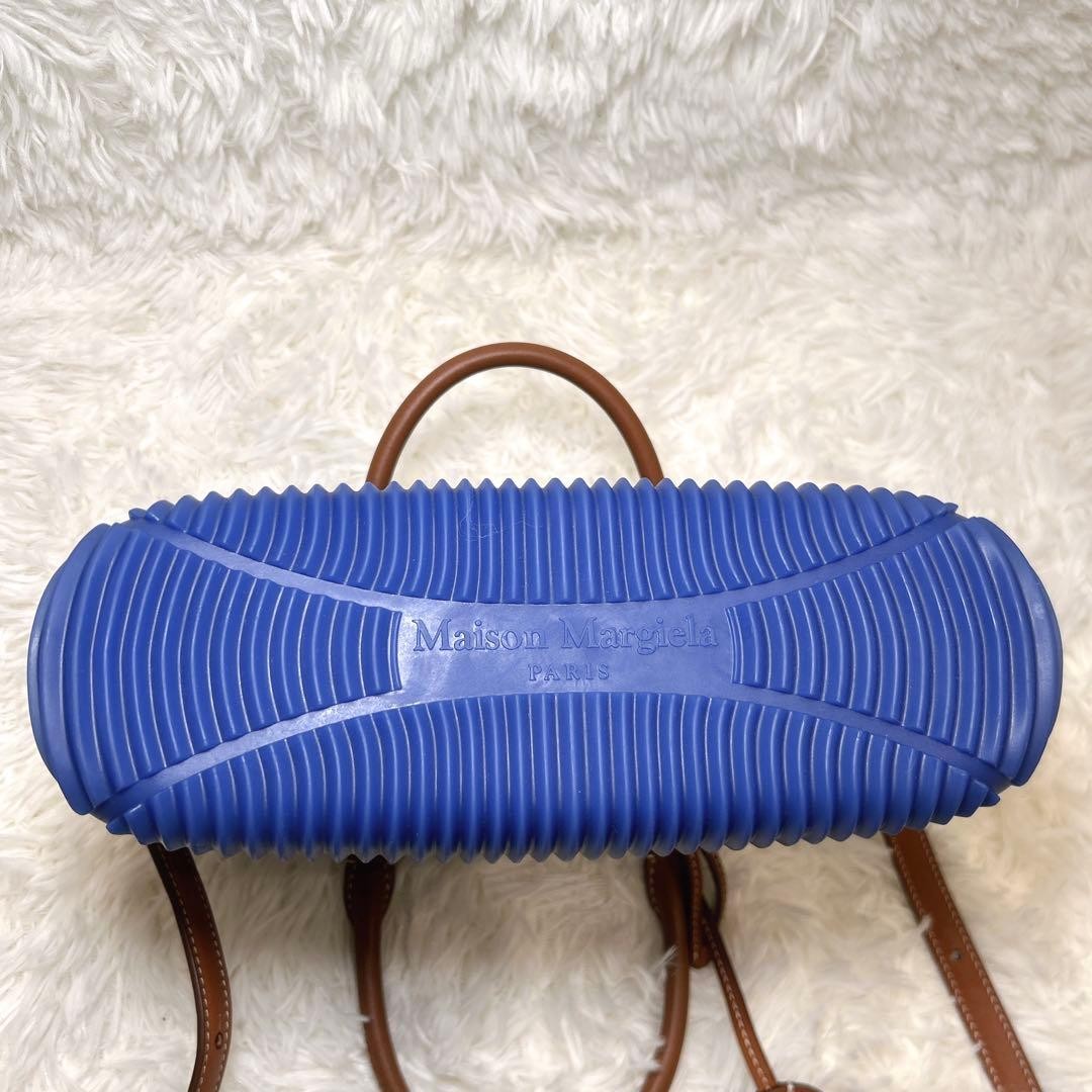 Maison Margiela 5AC Mini Handbag Blue Canvas & Rubber 2Way Shoulder Bag Auth