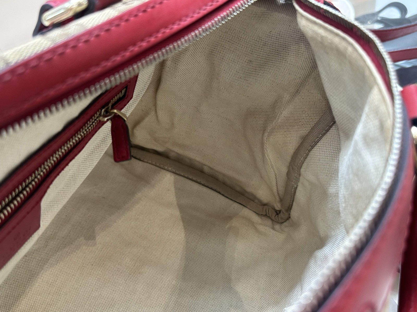 Gucci Medium GG Canvas Joy Boston Bag Beige Auth