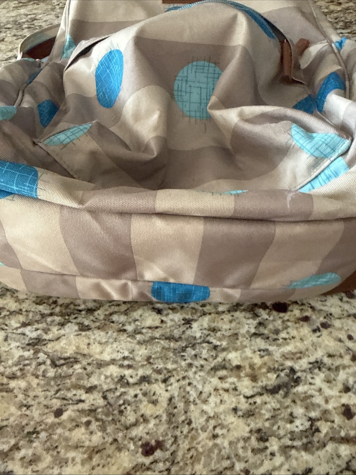 Vera Bradley Brown Bookbag with Blue Spots Pre-Owned Great Condition