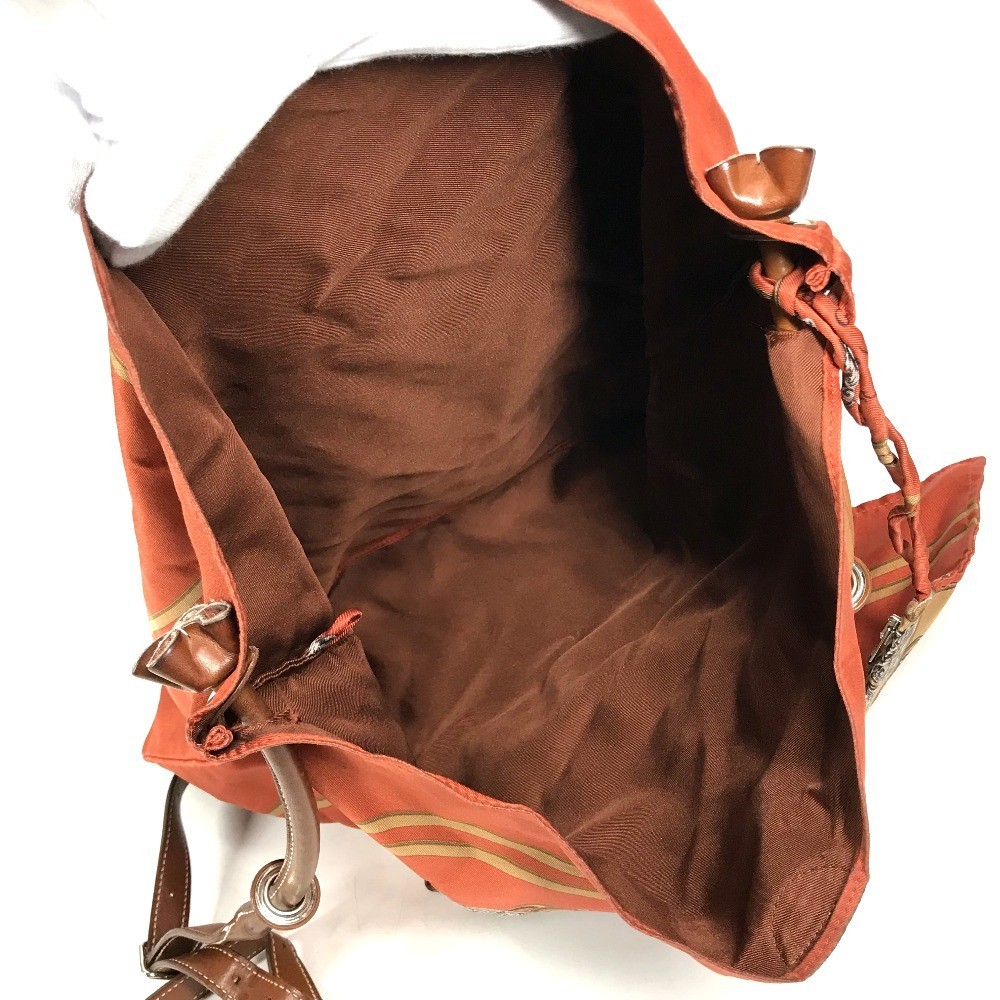 HERMES Silky City PM Crossbody bag with pouch Shoulder Bag silk / Leather Orange