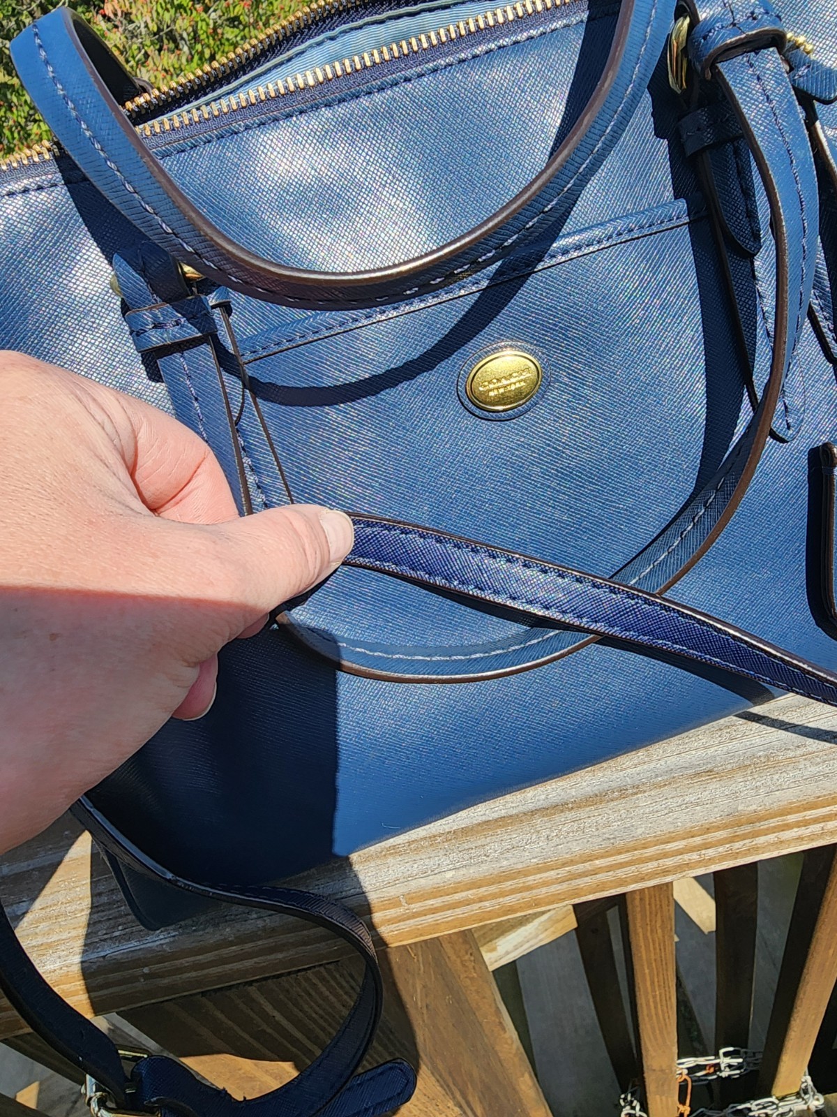 Coach Peyton Nancy Navy Blue Satchel Crossbody
