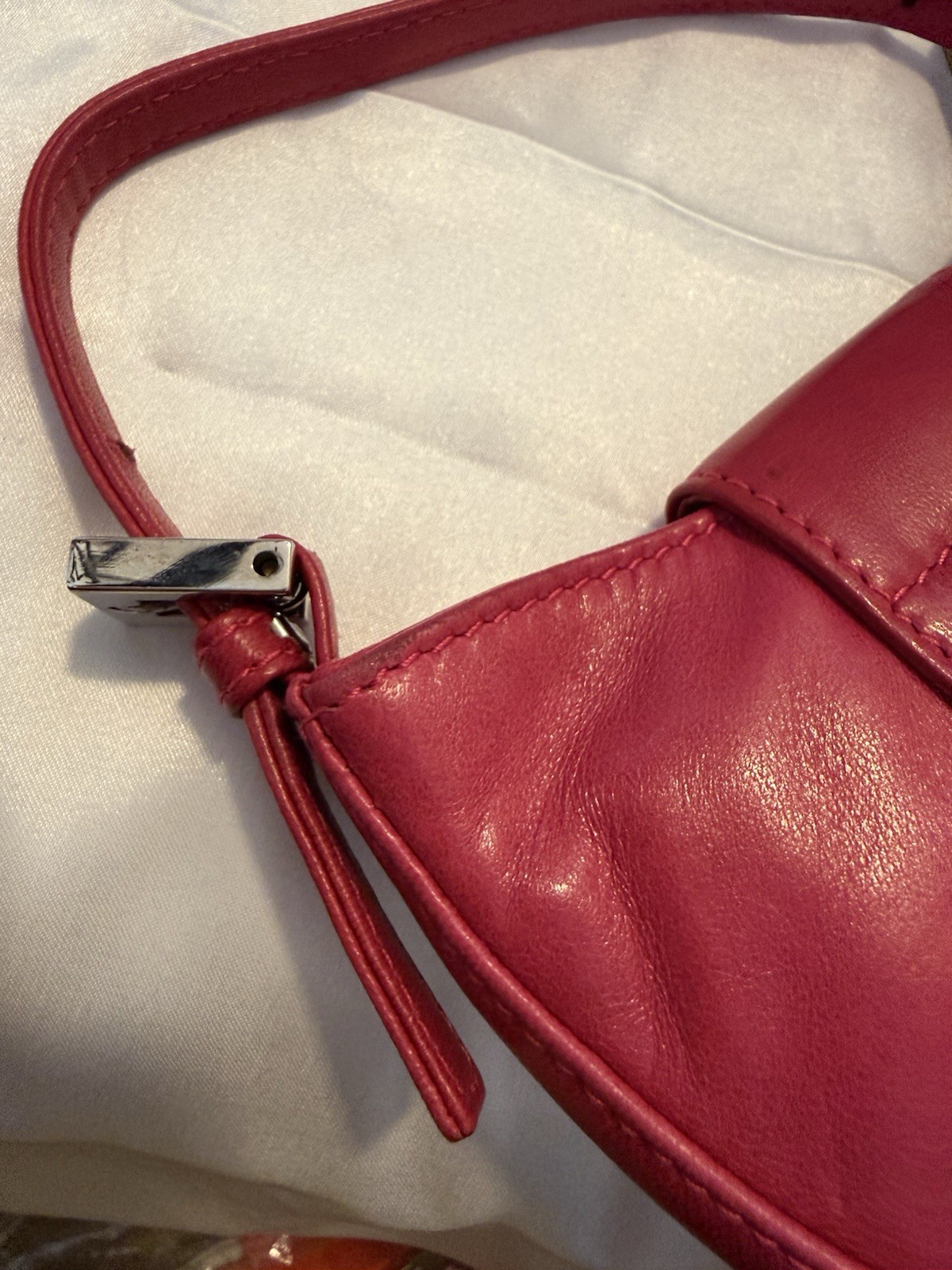 Authentic FENDI VINTAGE MINI CROISSANT PINK LEATHER