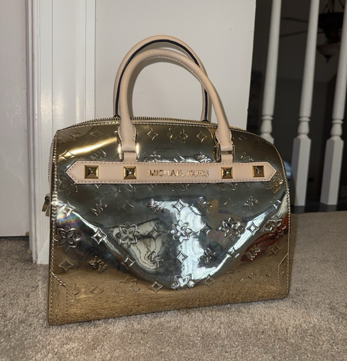 Michael Kors Kara Metallic Gold Medium Purse