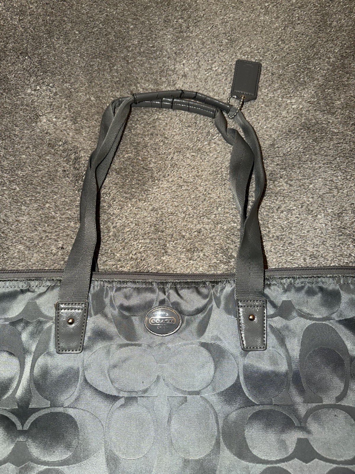 Coach Large Solid Black Logo Print Getaway Travel Weekender Tote Bag