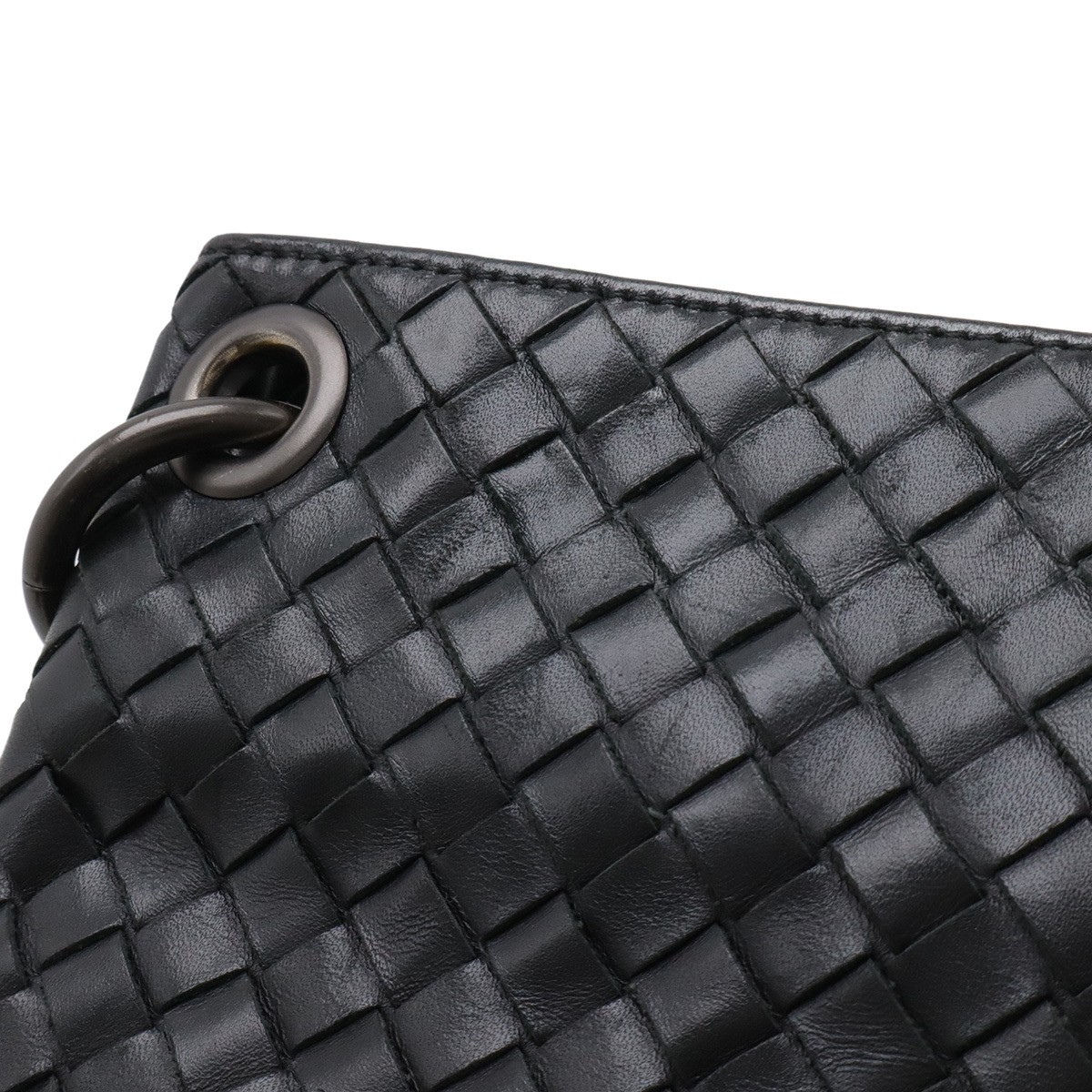 Bottega Veneta Intrecciato Shoulder Bag Crossbody Leather Black 172736