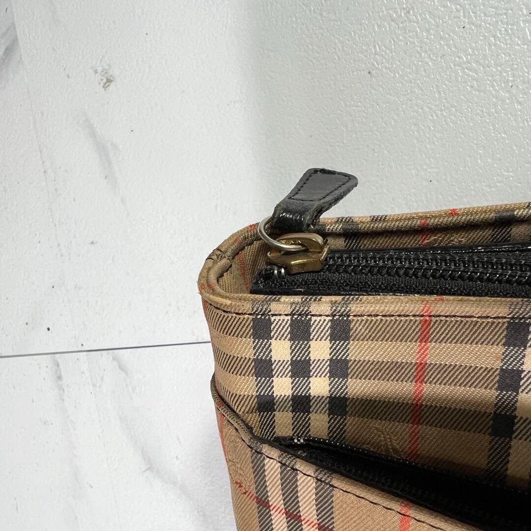 Burberry Nova Check Canvas Leather Tote Bag Beige Self Standing Auth