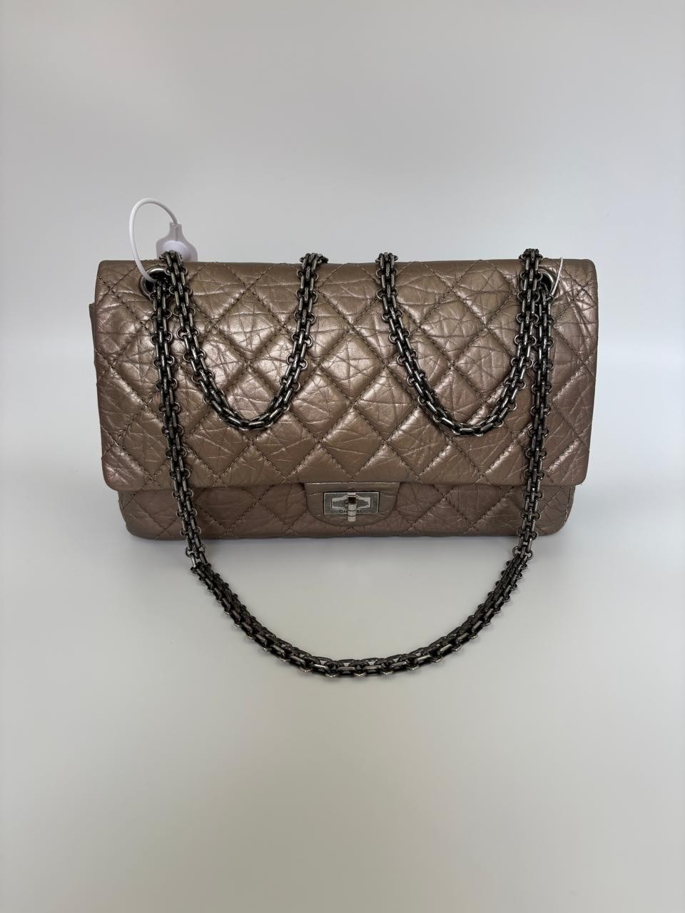 Chanel 2.55 Reissue Metallic Bronze Aged Leather Flap Bag RA Cert
