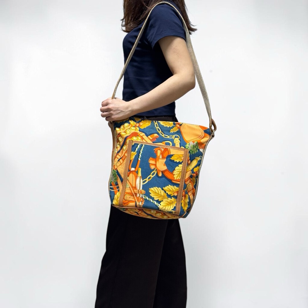 LOEWE Anagram Monogram Logo Shoulder Bag Canvas Leather Vintage Auth From Japan