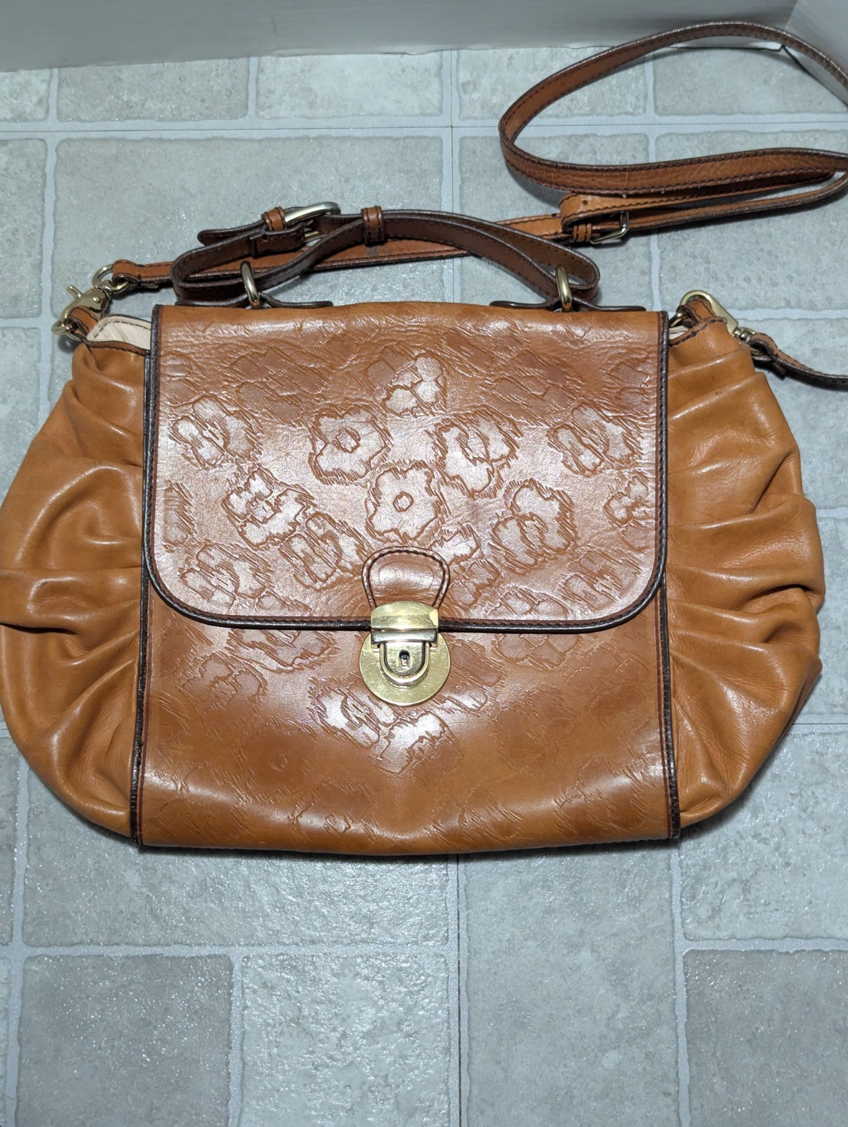 Authentic RED Valentino Brown Leather Bow Purse Crossbody Italy Vintage