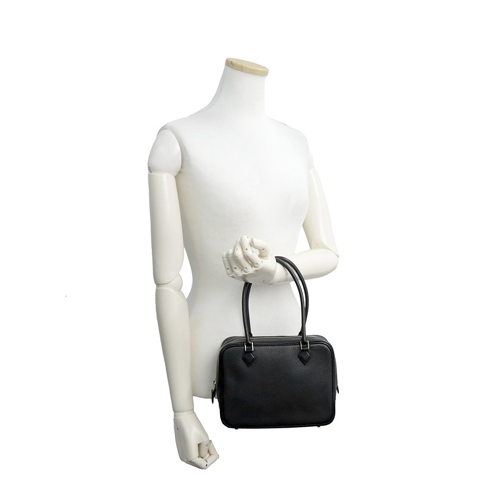 HERMES Plume Mini 20 Mysore goatskin, Noir Black Handbag