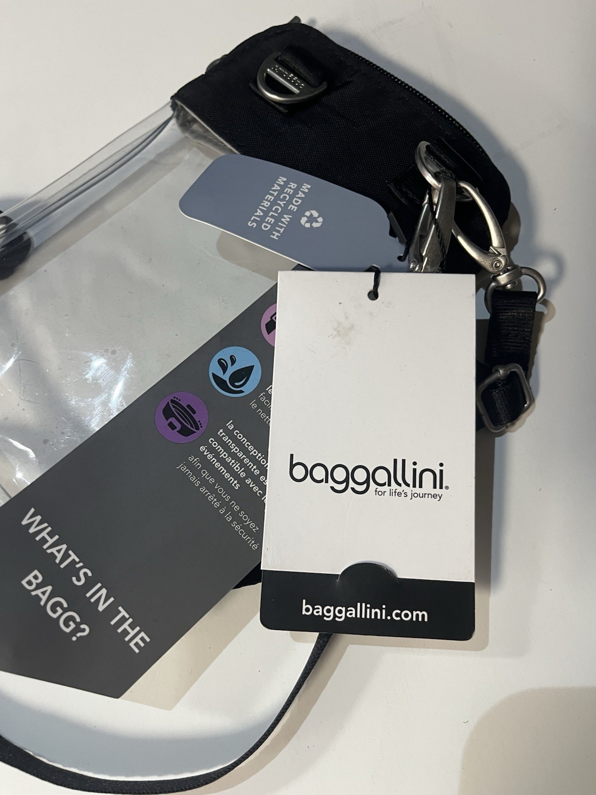 Baggallini Small Black And Clear Crossbody Bag Unisex