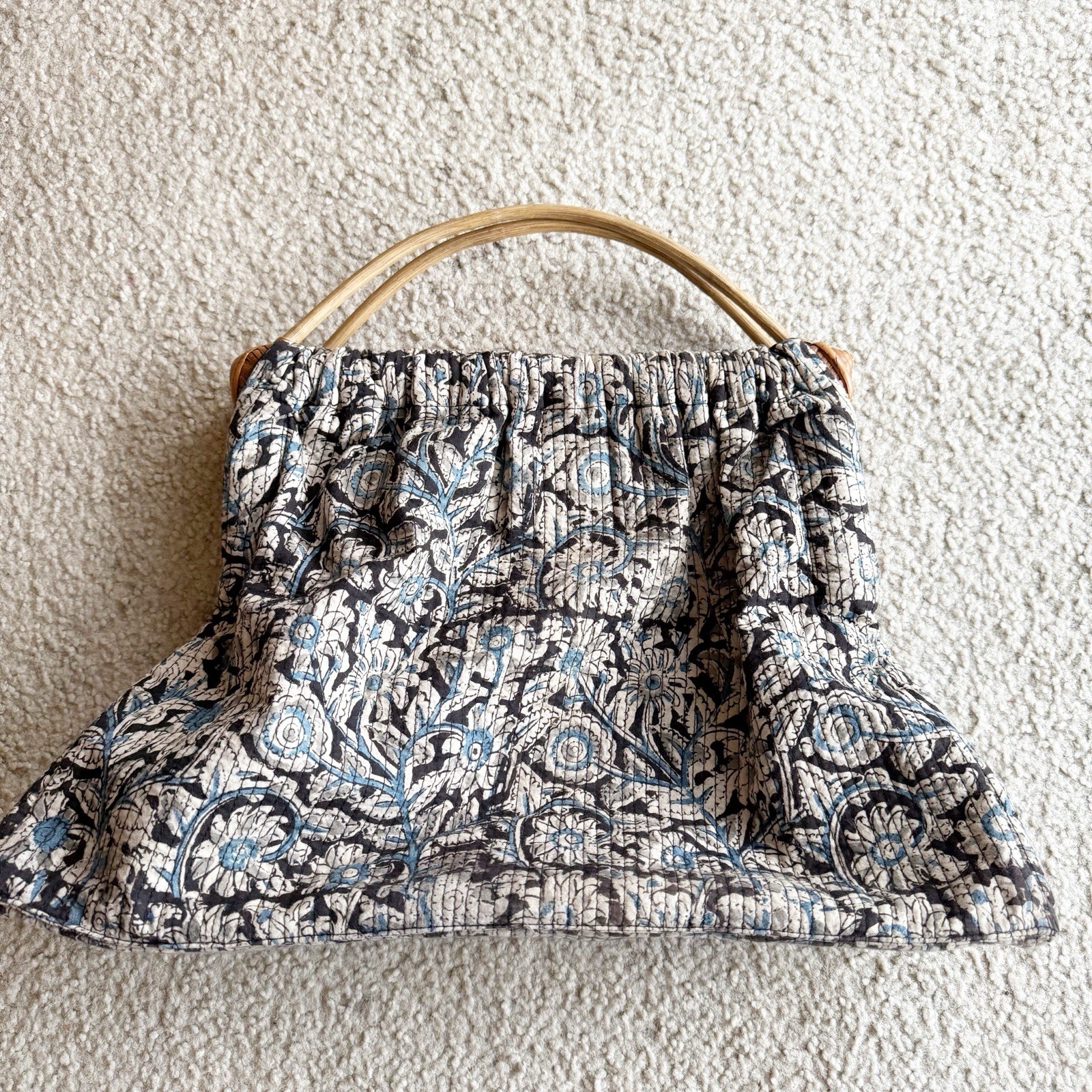 Cleobella Boho Chic Cottagecore Wooden Handle Handbag