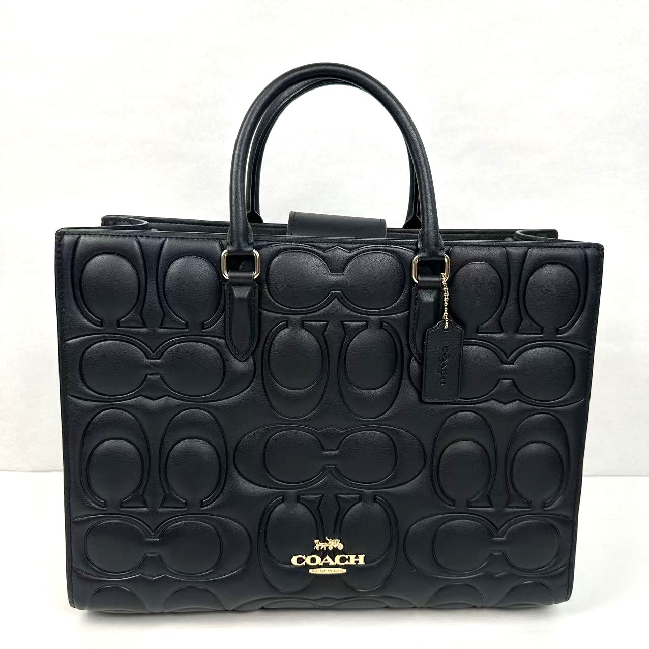 Coach Large Maggie Tote Bag Blocked Sig Leather Black CY672 NWT