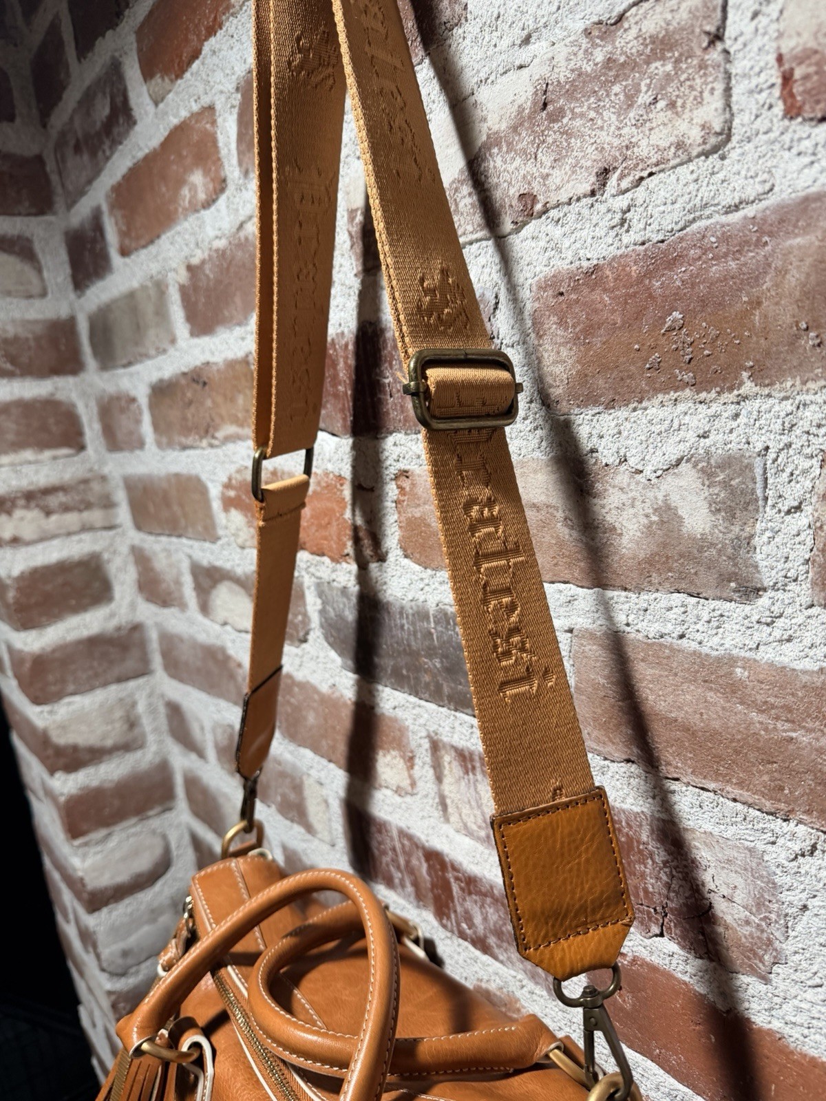 Dooney & Bourke Florentine Leather Satchel Cognac Tassel Crossbody Bag EUC