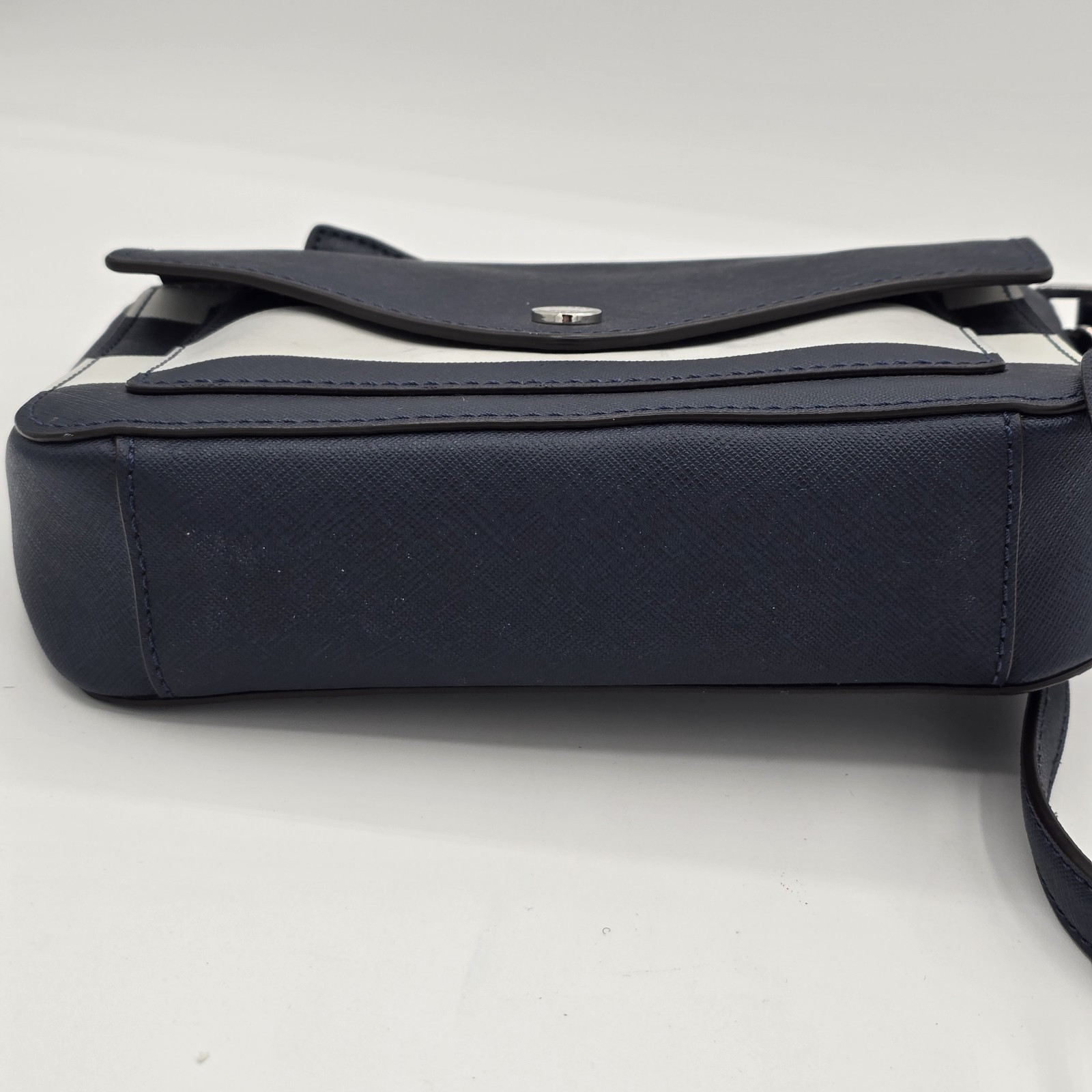 Michael Kors Greenwich Crossbody Navy & White Stripe Leather Handbag