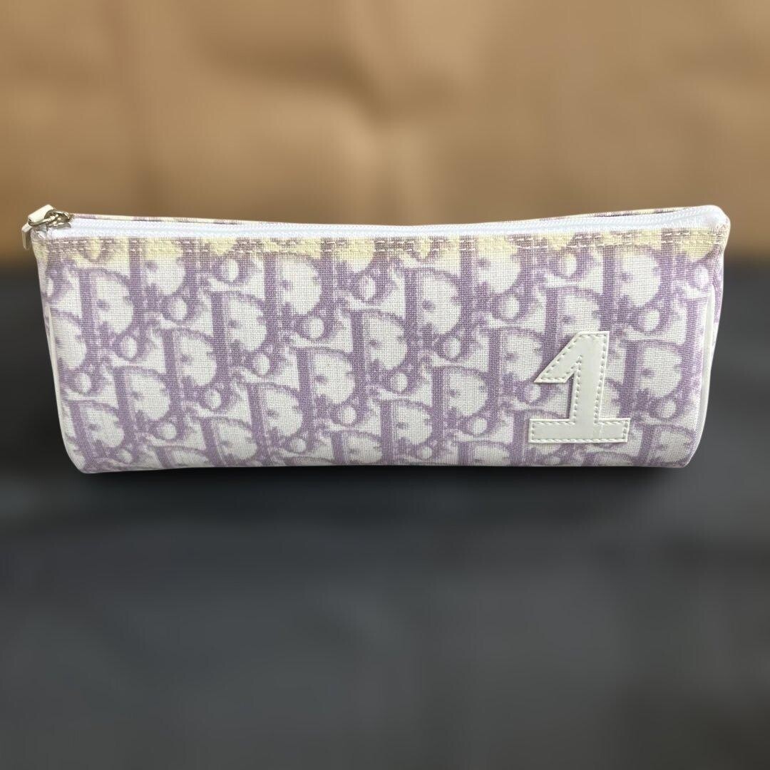 Christian Dior Purple Zip Pouch Women Small Vintage Authentic 22.5x10cm Bag
