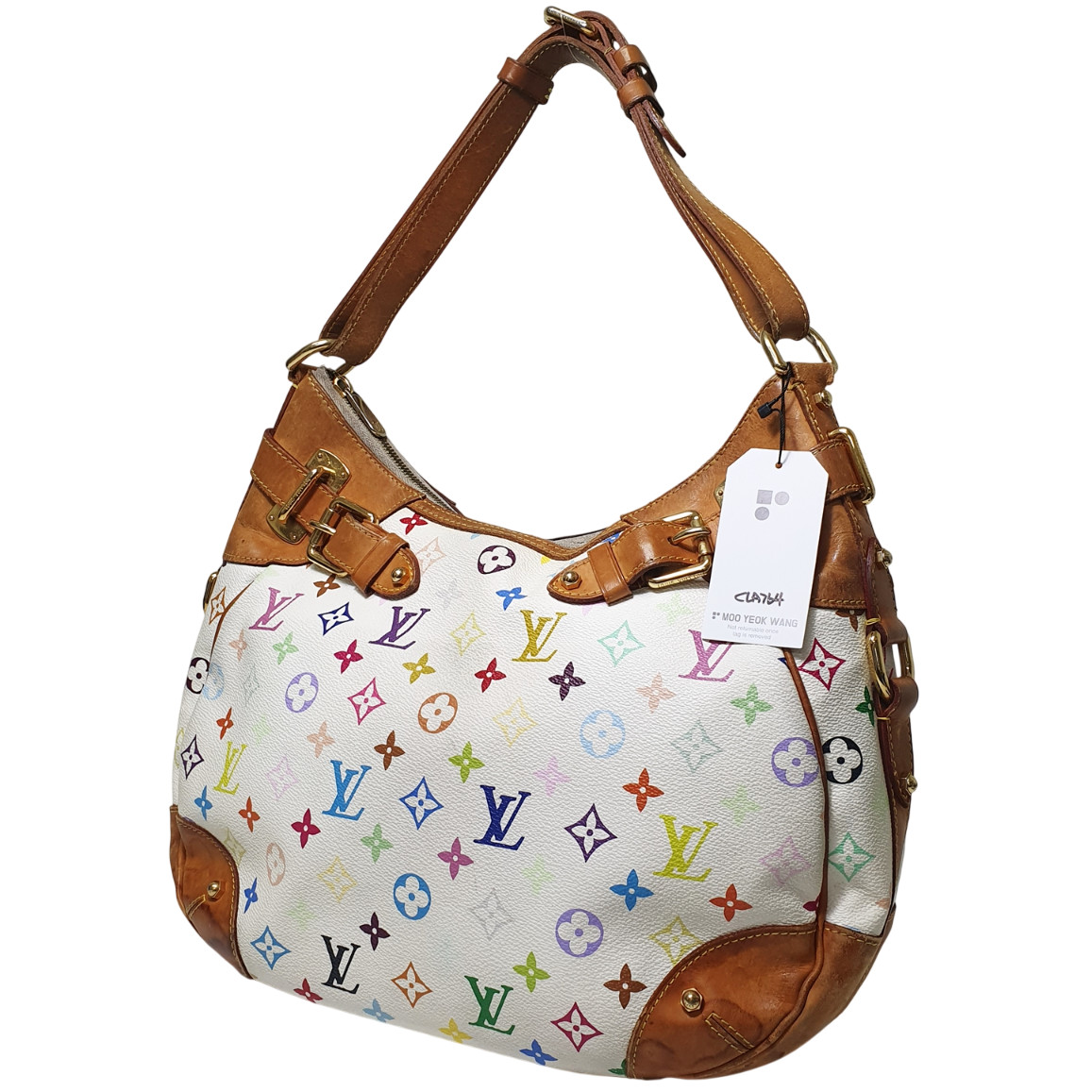 NO TARIFF Authentic Louis Vuitton Greta Monogram Multicolor Blanc M40195 CLA764