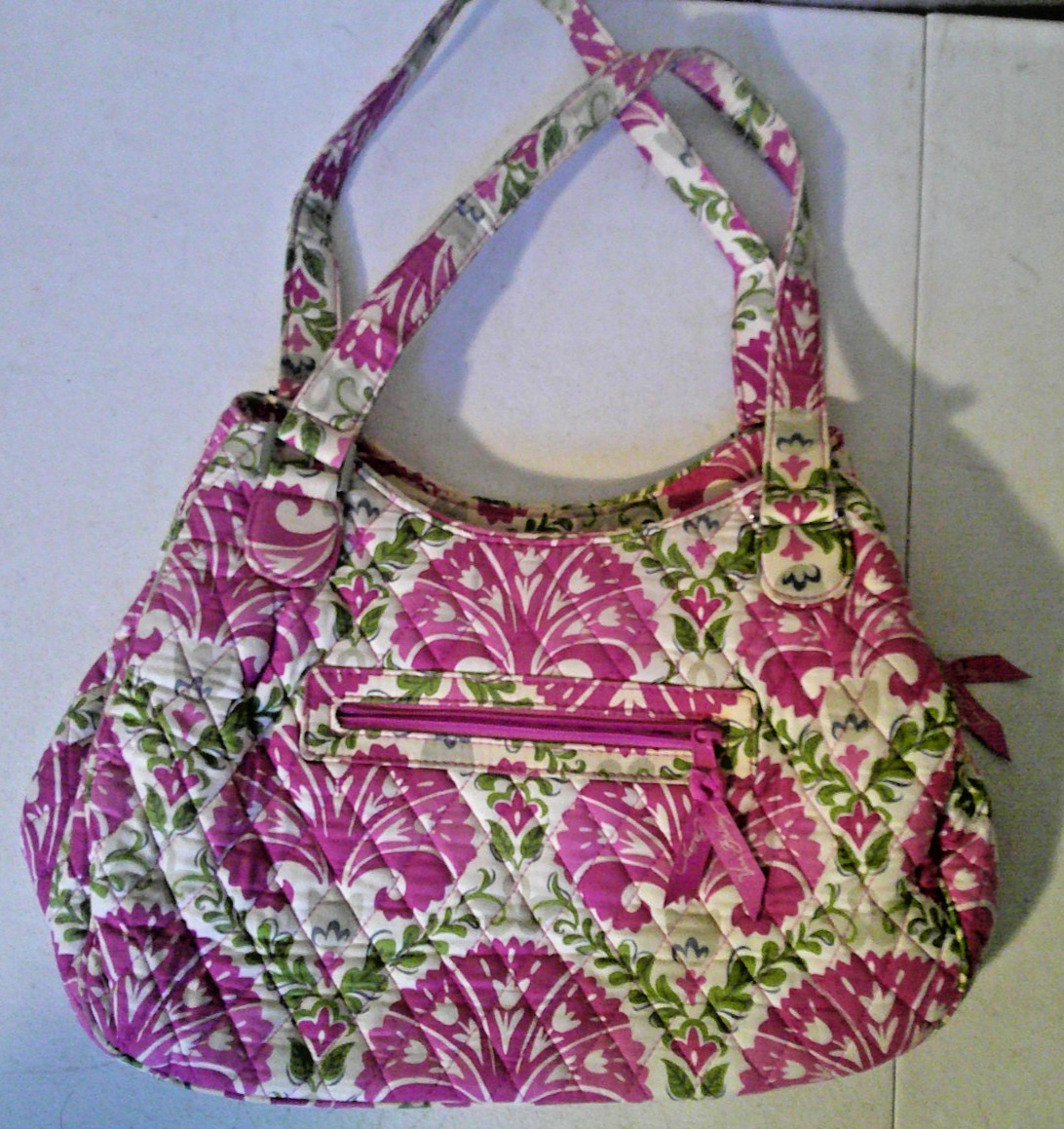Vera Bradley Emily Satchel Purse ~ Julep Tulip Pink Green Quilted Handbag ~