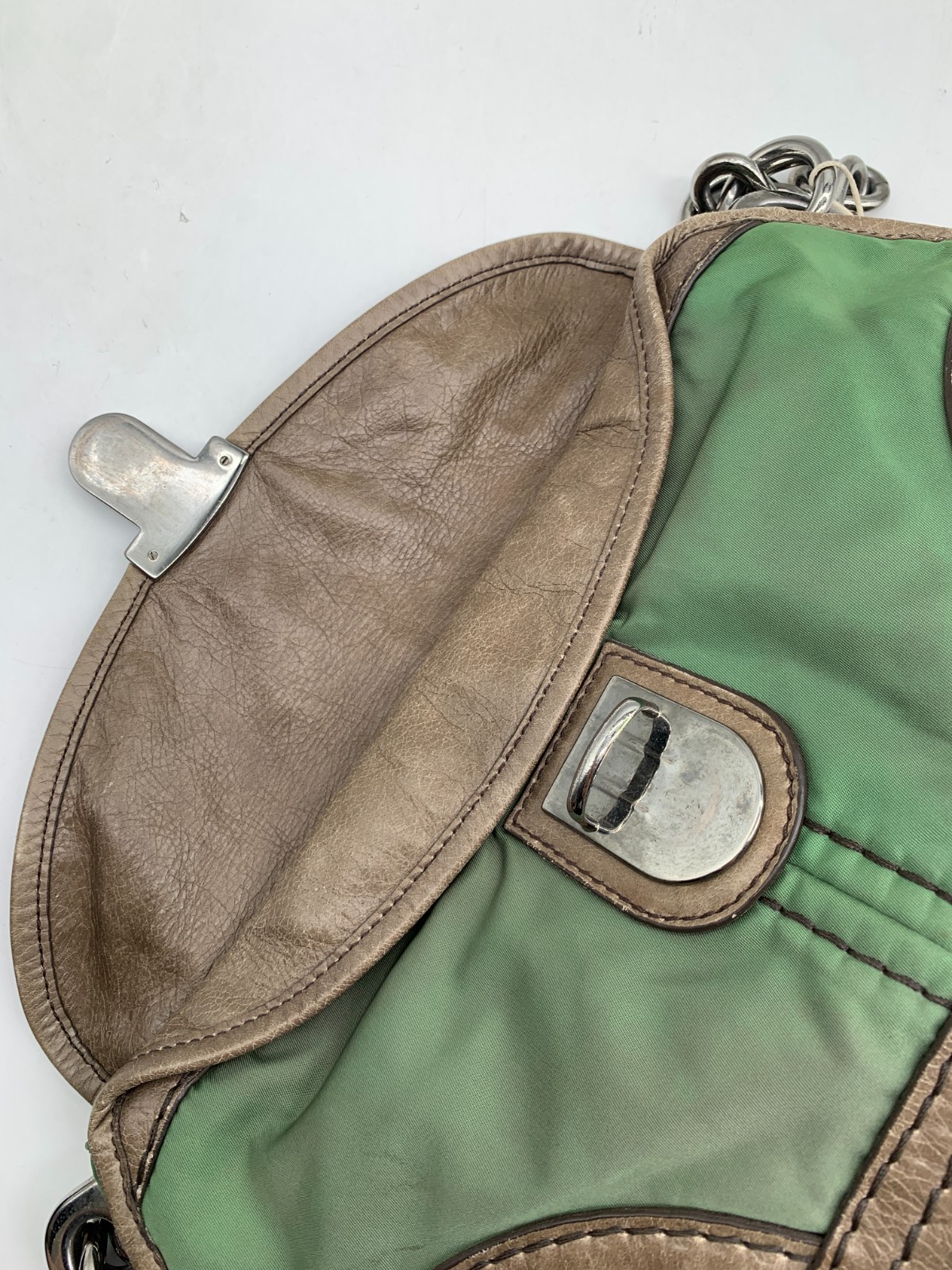 Prada Nylon‑Leather Chain Under‑arm Bag/WJ07113722/3722