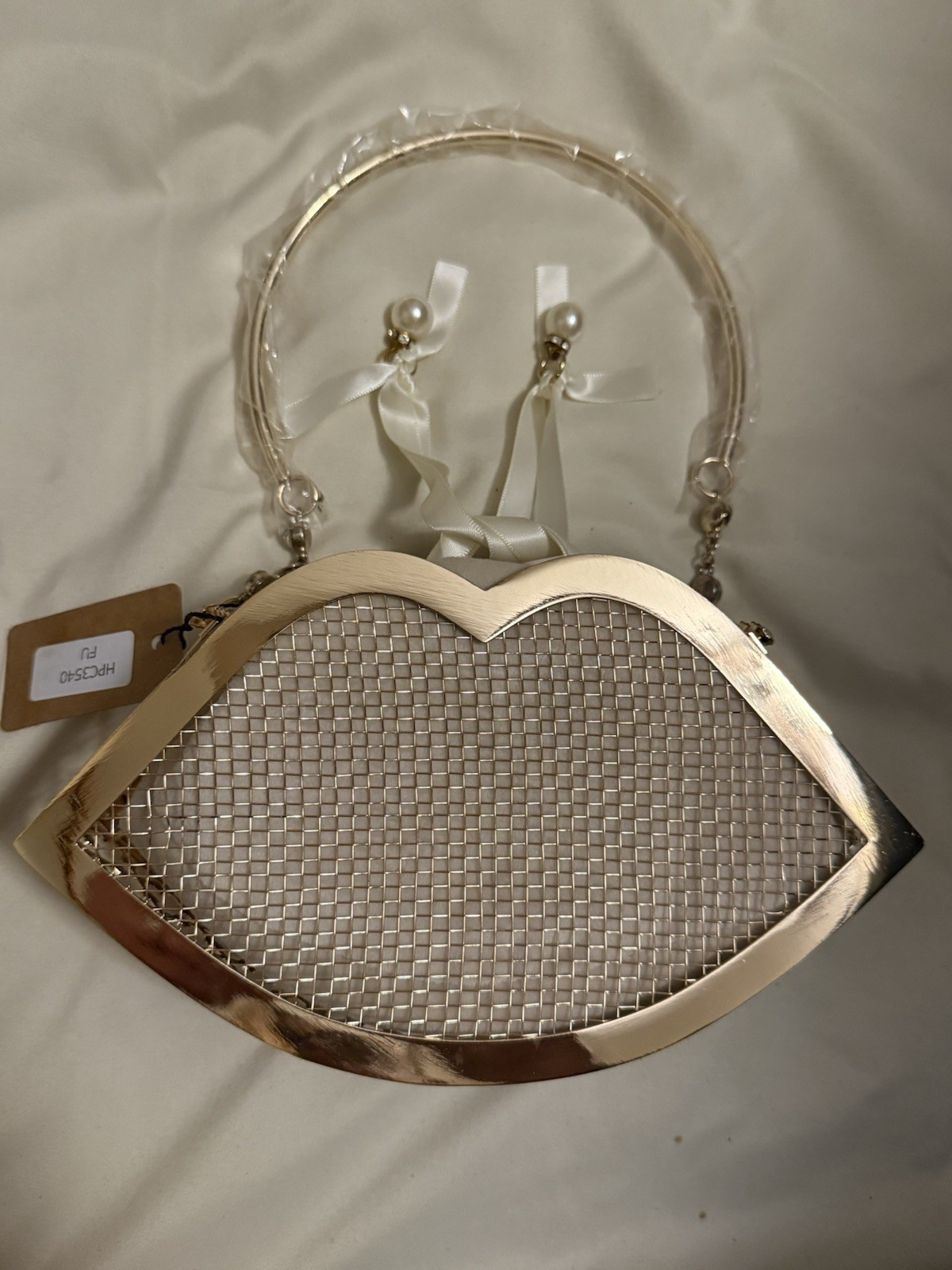 Designer Rhinestone Fuchsia Lips Evening Bag NWT