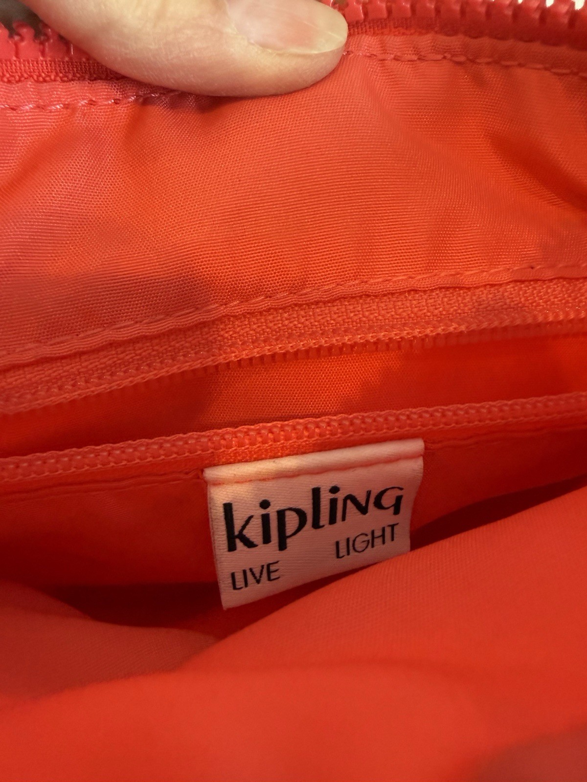 KIPLING Keiko Slim Nylon Cross Body Phone Bag Travel Red Rouge Monkey Keychain