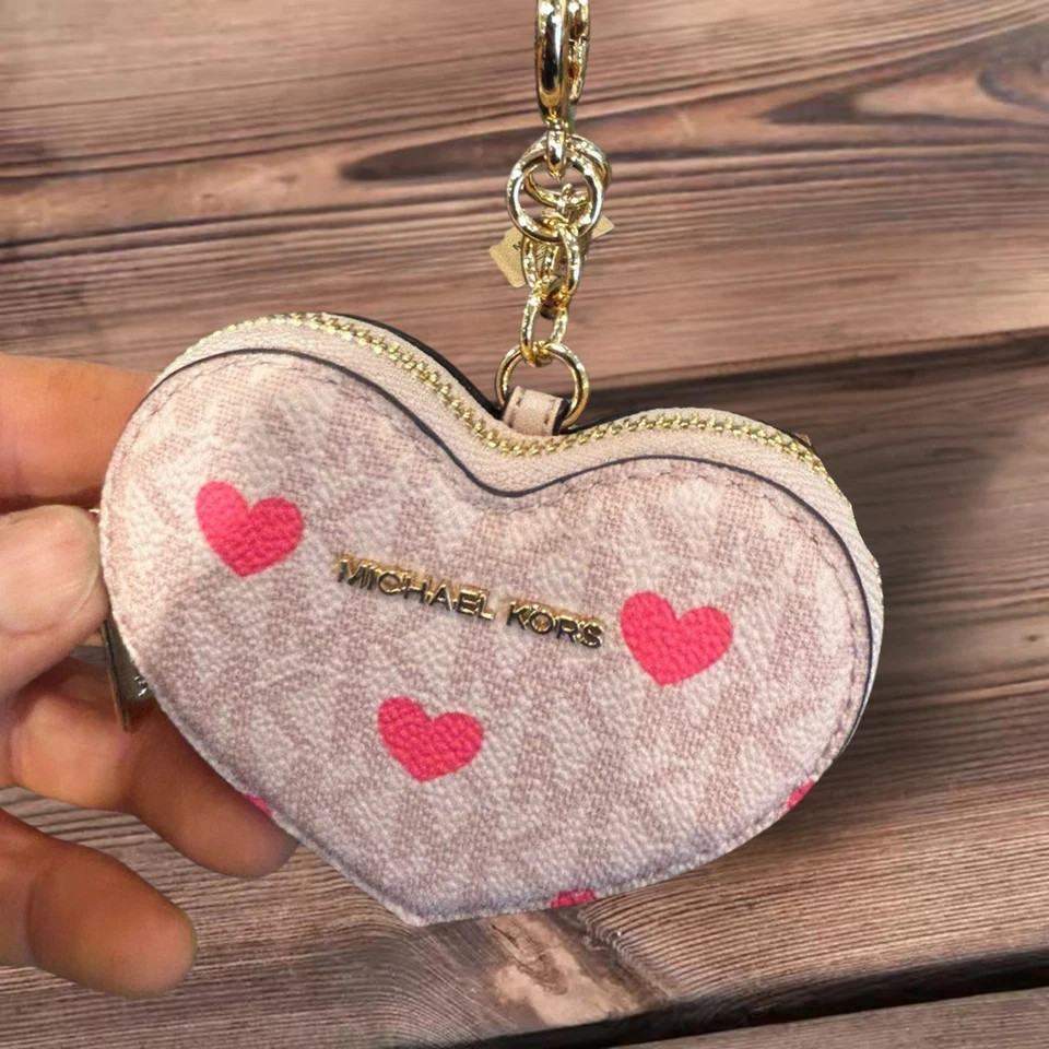 Michael Kors Jet Set Women Small Heart Crossbody Bag+Coin Purse Set Powder Blush