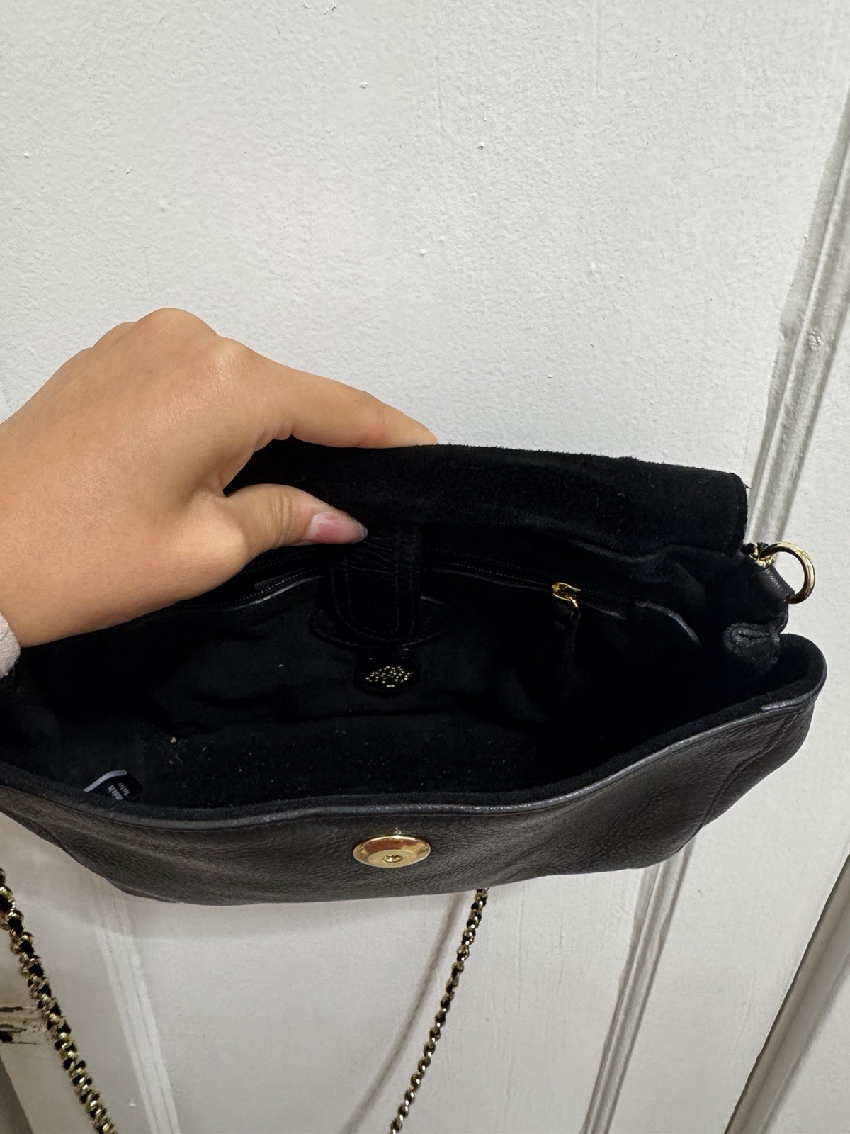 Mulberry Black Small Shoulder/Crossbody Bag Gold Tone Chain Strap Dust Bag