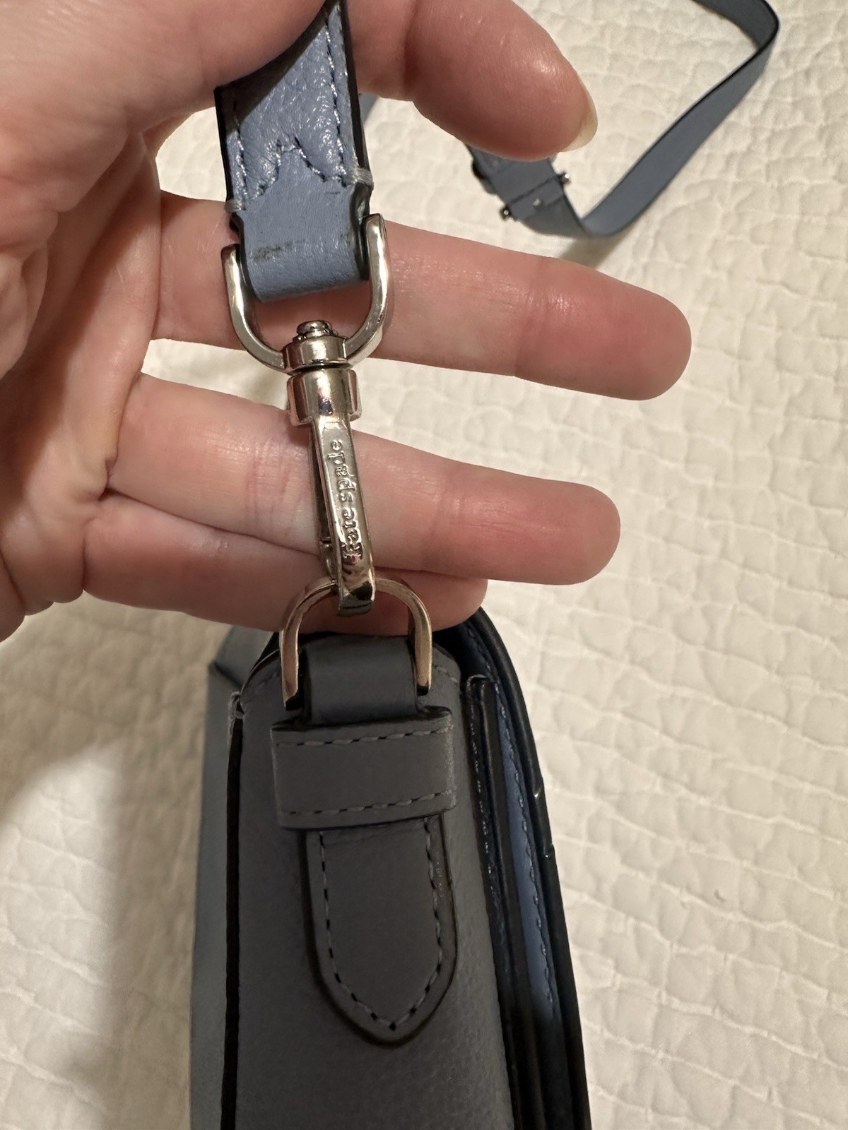 Kate Spade New York Blake Saddle Crossbody Bag Pebbled Leather Blue. HTF