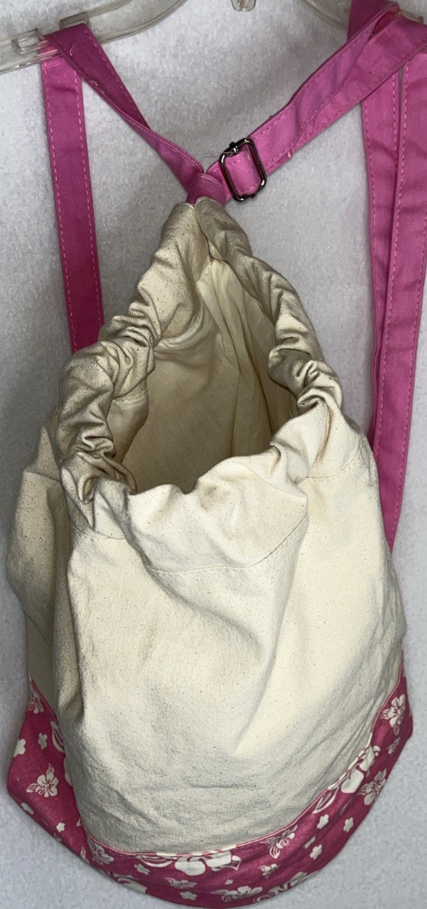 HYP Beige Pink Canvas Hawaiian Floral Duffle Travel Gym Bag Medium