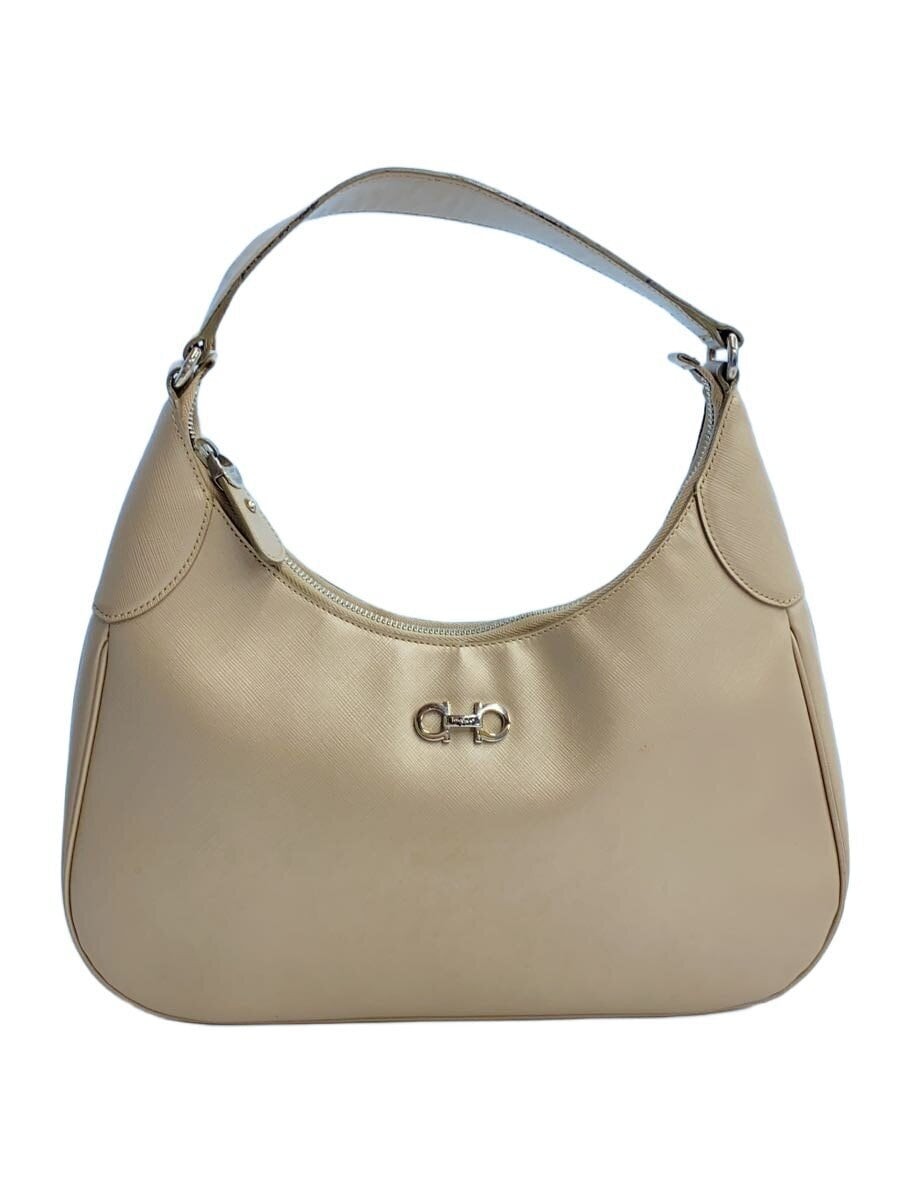 Salvatore Ferragamo Gancini Shoulder Hobo Bag Beige Used Women Silver Hardware