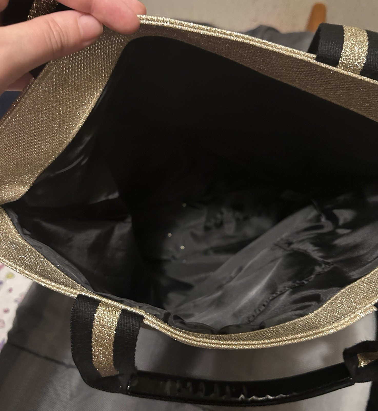 Victoria’s Secret Gold Glitter Tote Bag