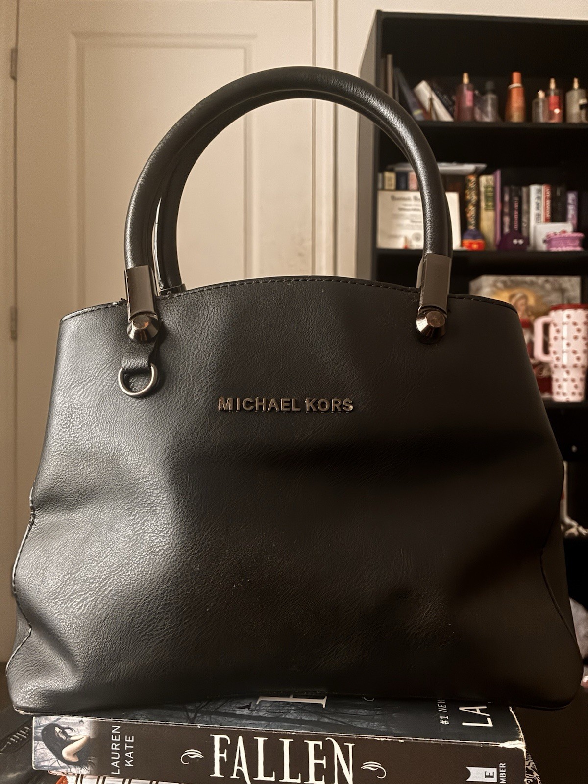 Michael Kors Black Leather Tote Bag Canvas
