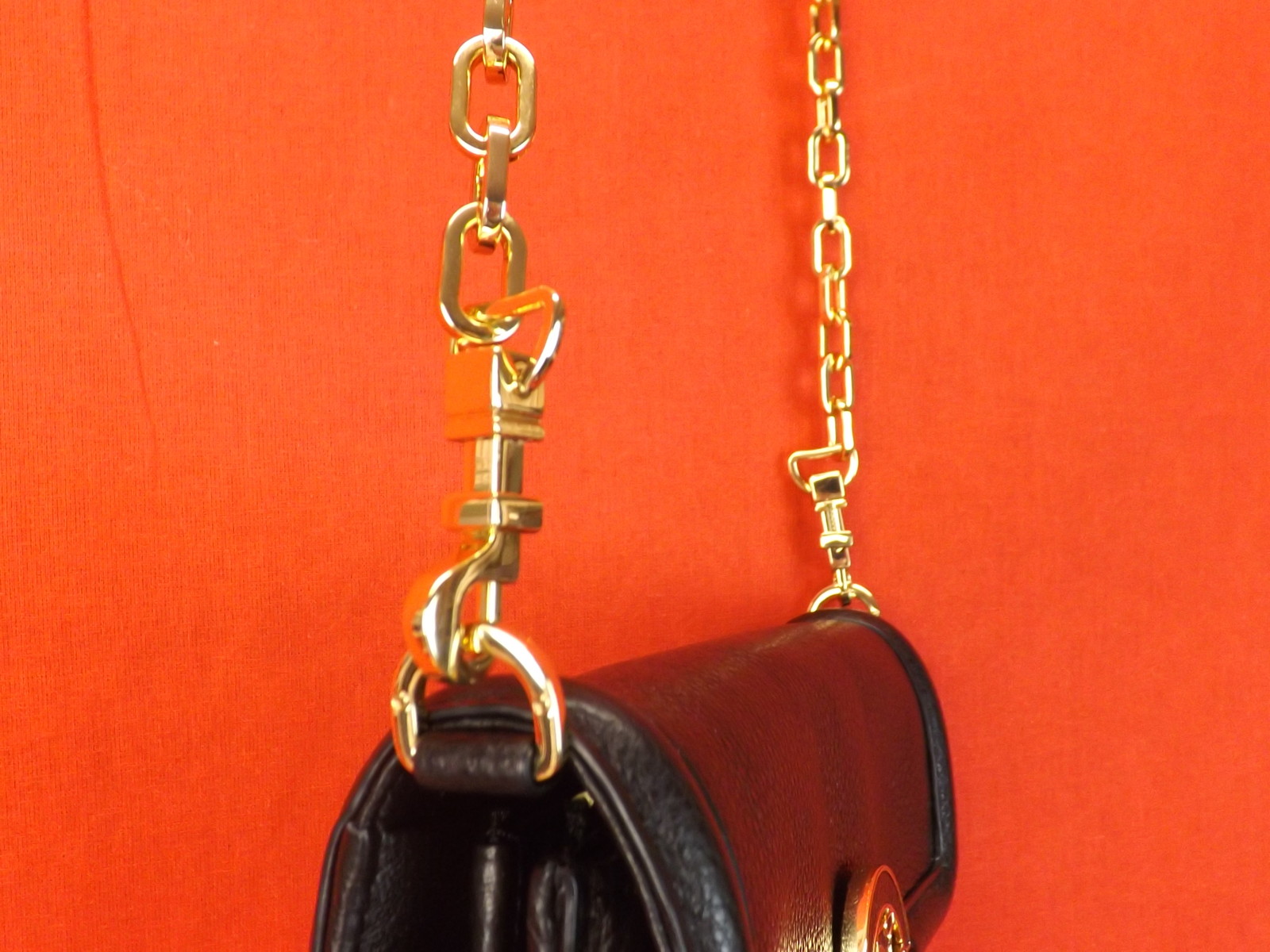 NWT TORY BURCH AMANDA BLACK LEATHER REVA CHAIN WALLET CROSSBODY CLUTCH BAG