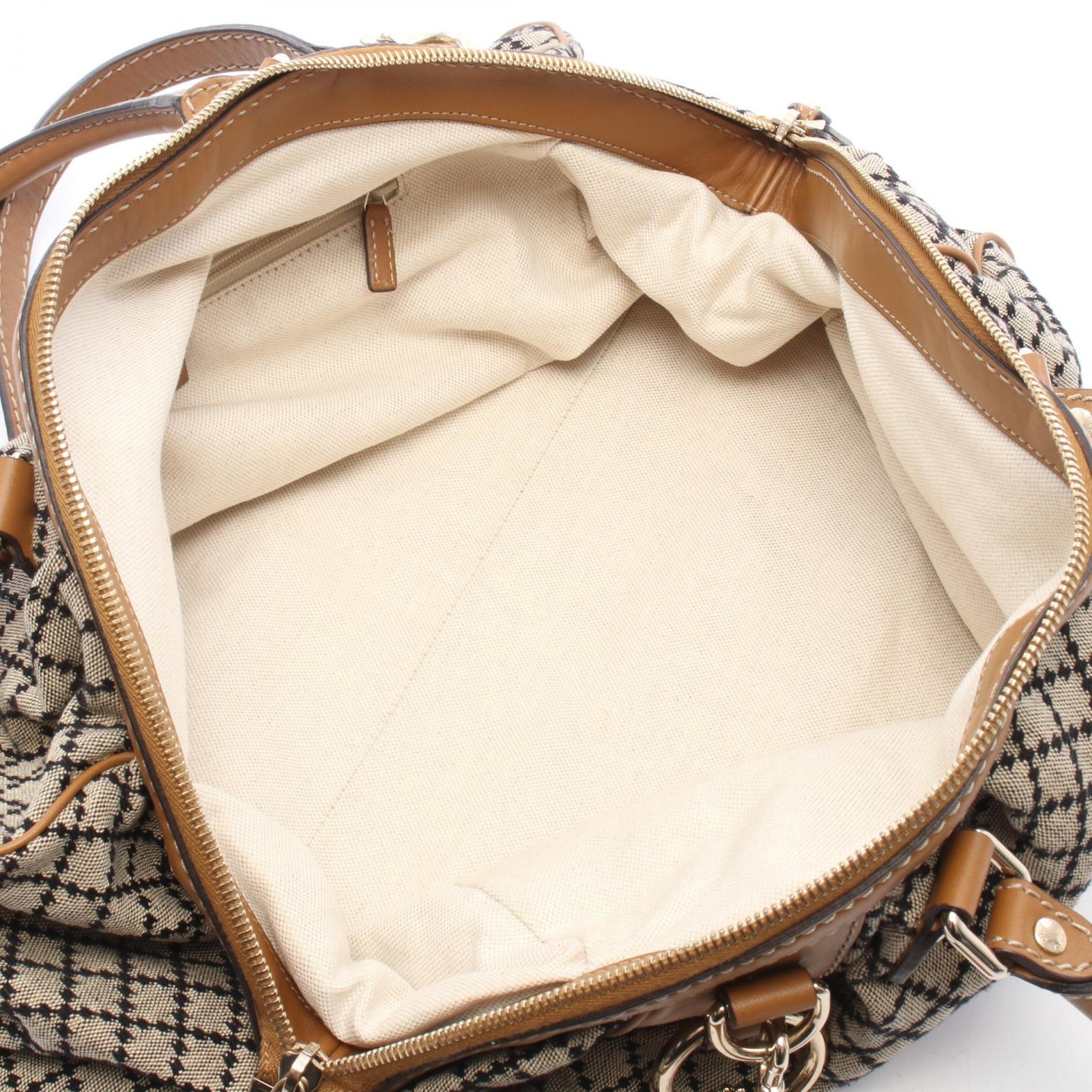 GUCCI Sukey shoulder Handbag 223974 canvas leather Beige Navy camel Used Women