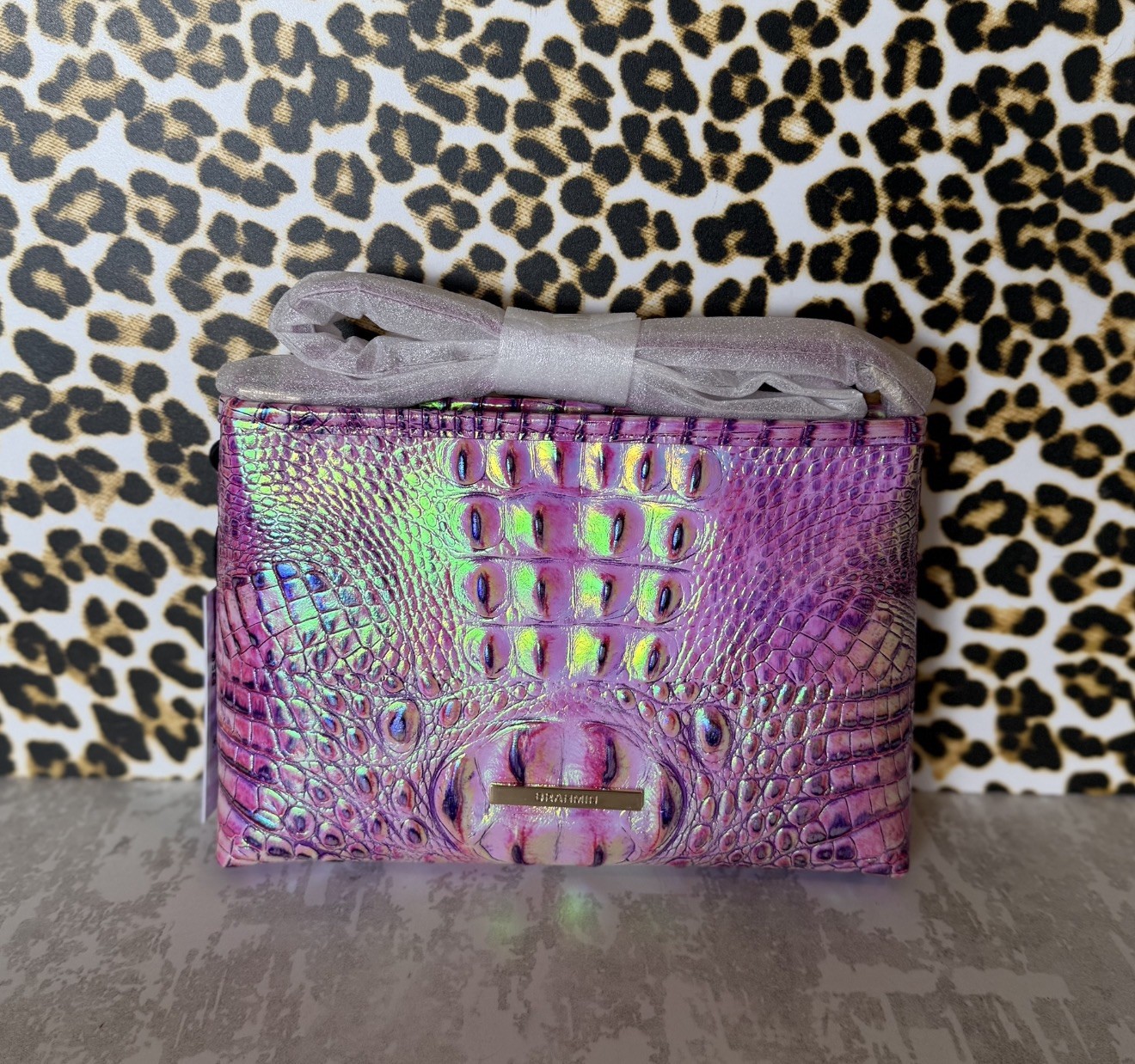 BRAHMIN PURPLE IRIS LORELEI PURPLE & PINK IRIDESCENT GLOW NWT HARDTOFIND