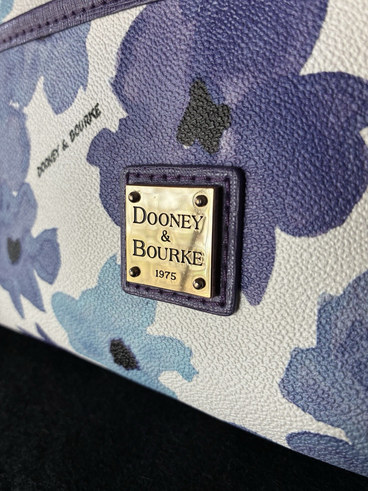 Dooney & Bourke Floral Multicolor Zip Crossbody Adjustable Strap Purple/Gold