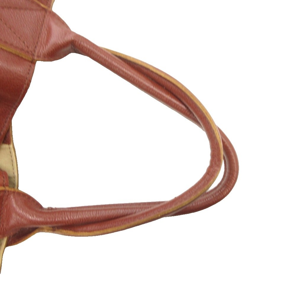 Doubles Leather Tote Bag Brown Women’s Handbag 14x20in Vintage B Condition