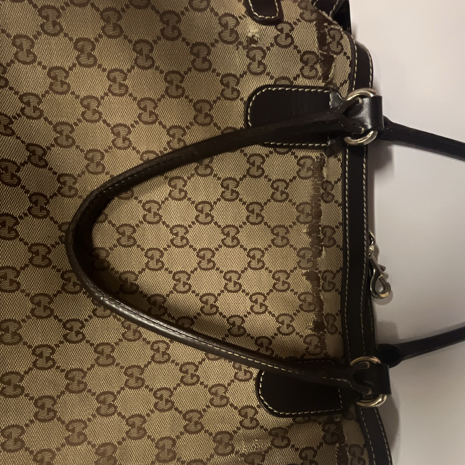 Authentic Vintage Gucci GG Canvas Web Stripe Tassel Satchel Top Handle