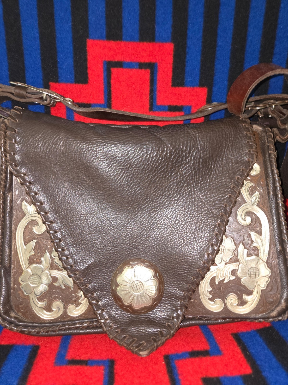 Jose Luis Chocolate Brown Messenger Bag with Silver Accents