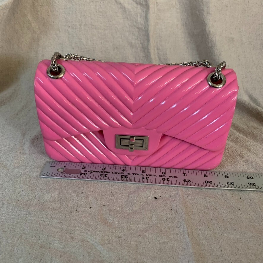 Forever 21 Purse Pink Barbie Core Crossbody Bag Small Mini Plastic with Chain