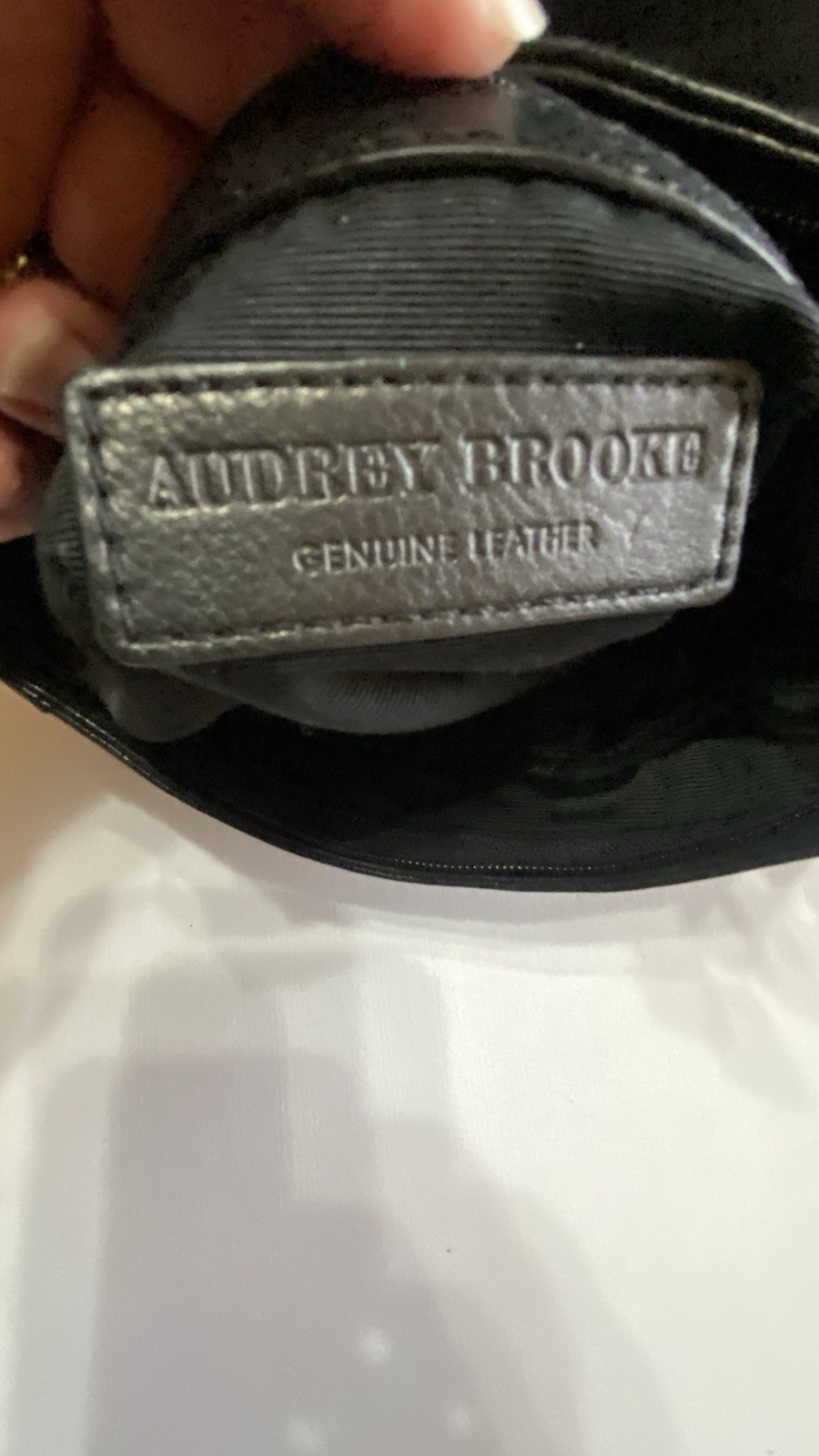 Audrey Brooke Black Leather Shoulder Bag Thick Pebble Leather Multi Compartments
