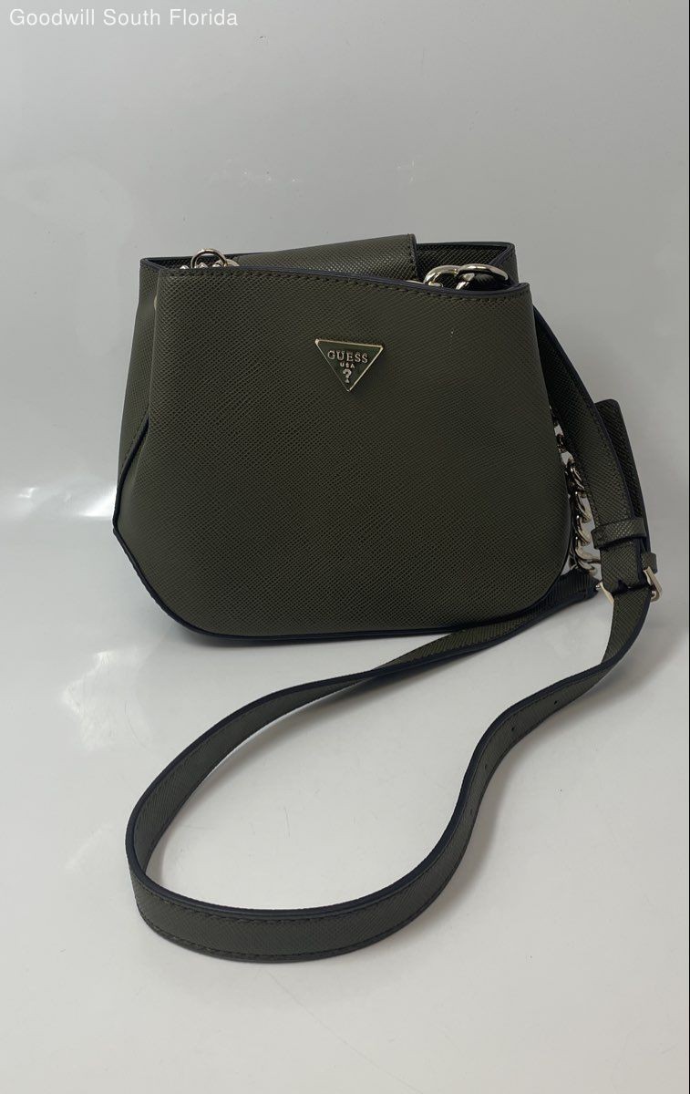 Guess Womens Green Inner Pocket Bottom Studs Adjustable Strap Crossbody Handbag