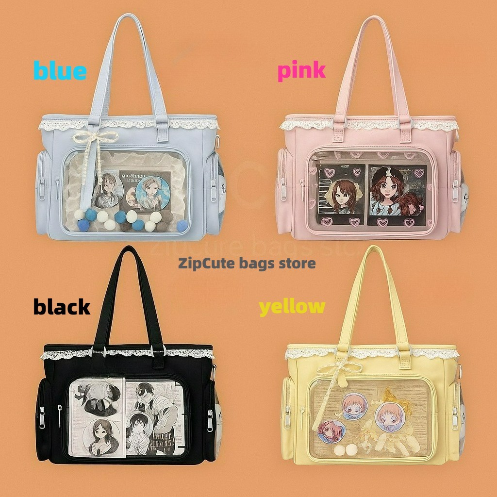 Trendy Transparent Ita Bag Large Capacity Crossbody Shoulder Bag School Fashion