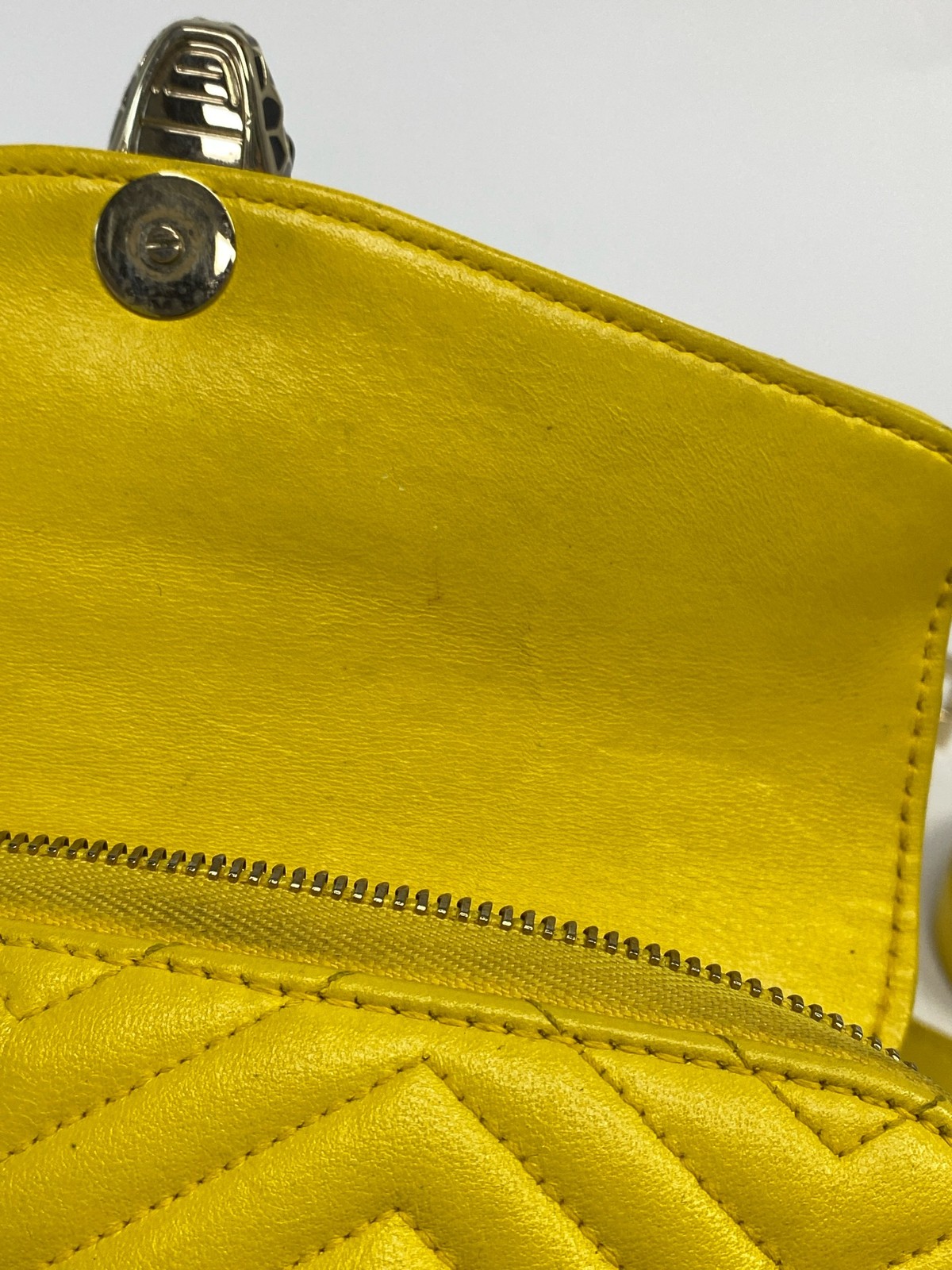 Bvlgari Serpenti Forever Double Layer Crossbody Yellow Calfskin Snake Head Bag