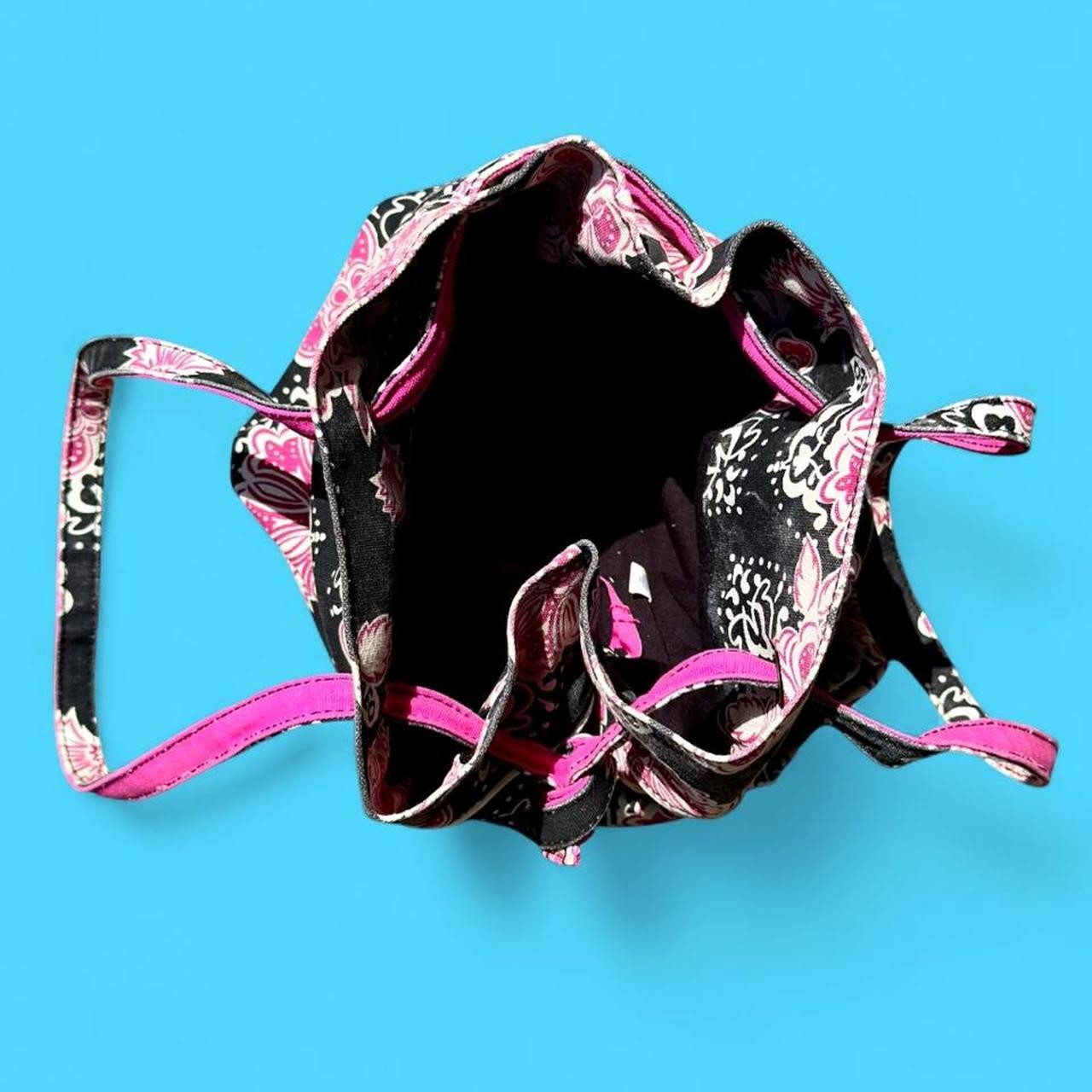 American eagle outfitters pink & black floral canvas bucket bag