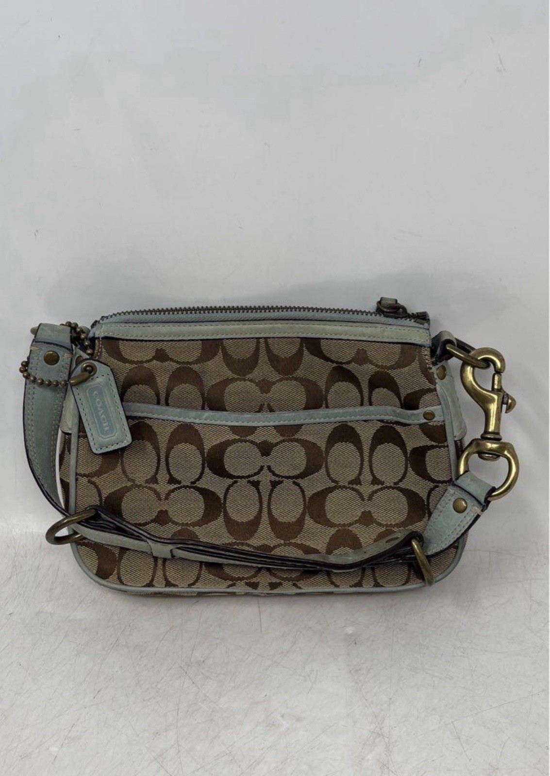Coach Legacy Bag In Classic Jacquard With Light Blue/Brown Detachable Strap