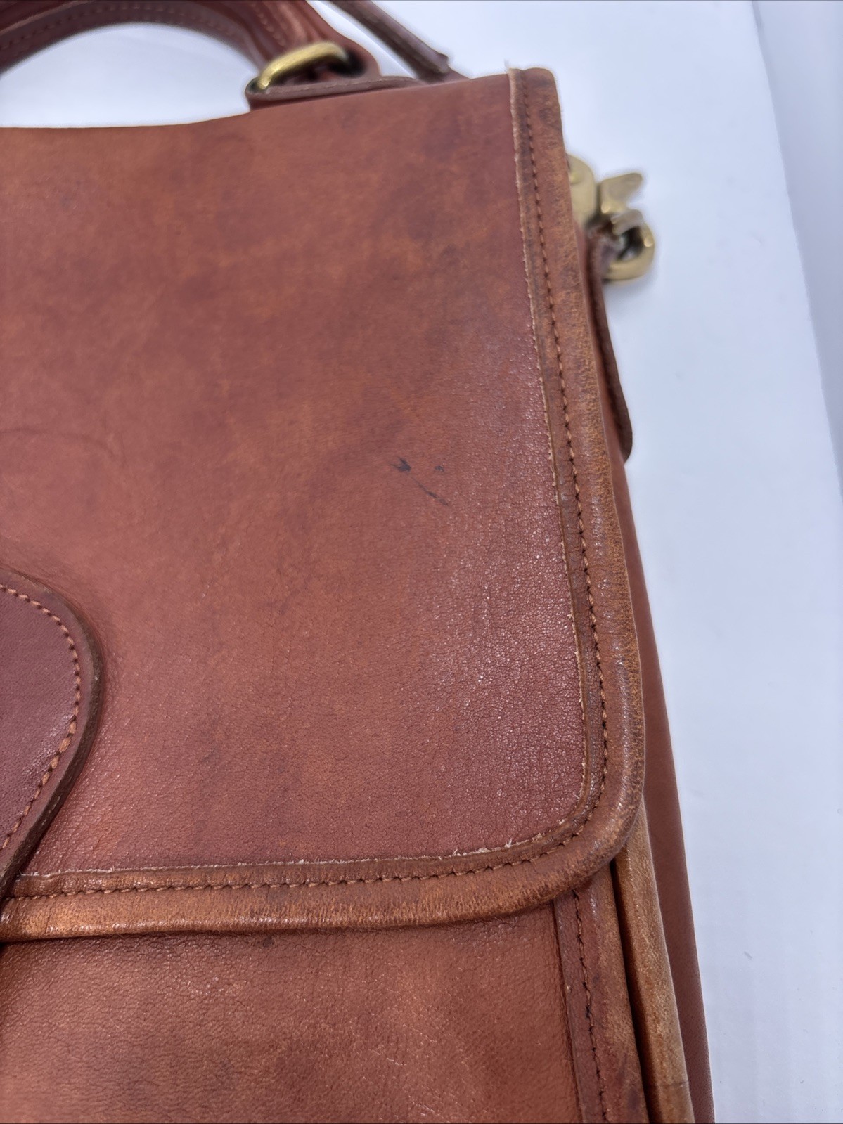 Vintage Coach Station Bag 5130 Brown Leather Turn Lock Crossbody Purse Satchel