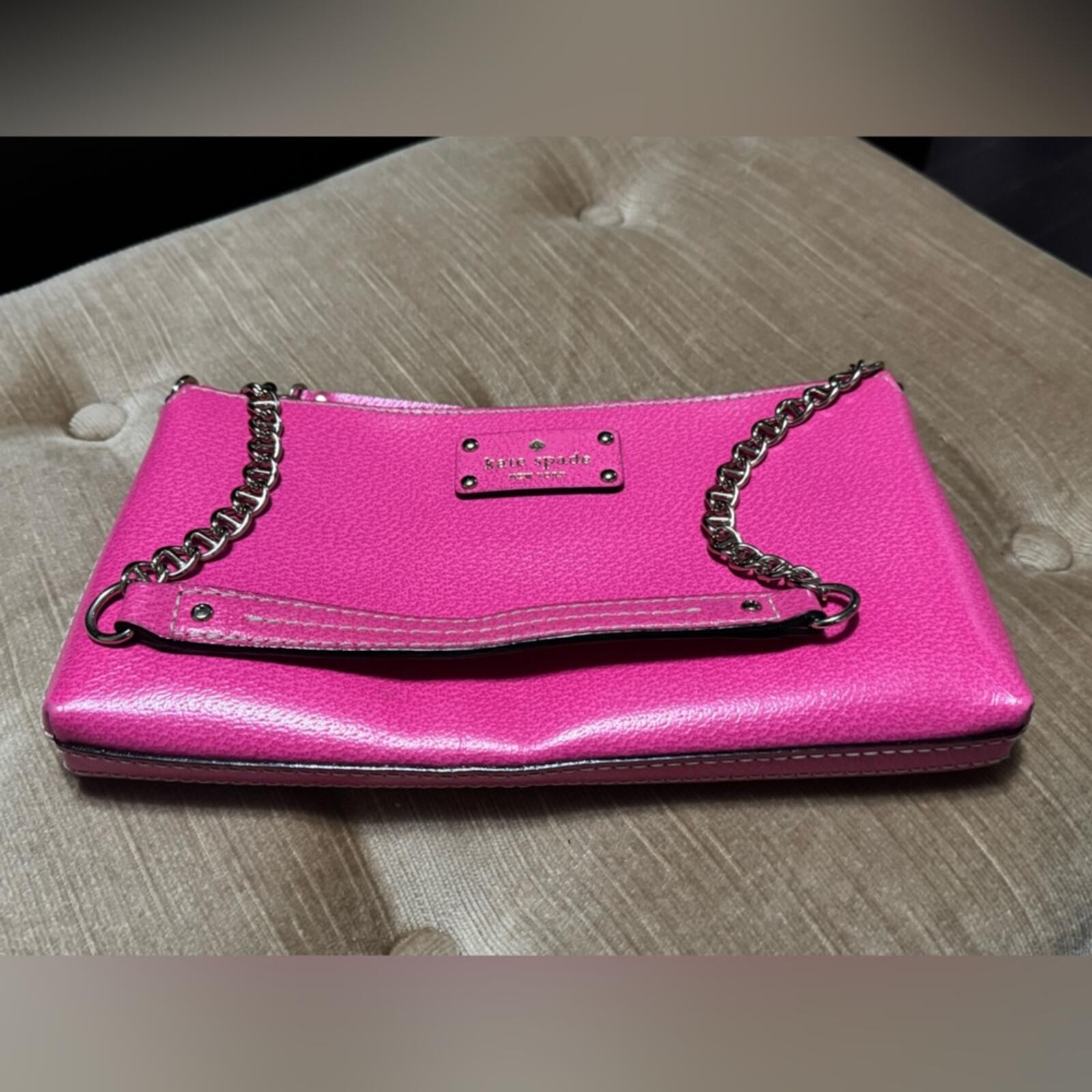 Kate Spade Wellesley Byrd Shoulder Bag Neda Wallet Set Fuchsia Gold Chain Accent
